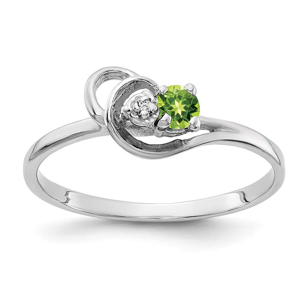 14K White Gold 3mm Peridot & Diamond Engagement Ring for Women - August Birthstone Jewelry, Wedding Band, Anniversary Gift for Her
