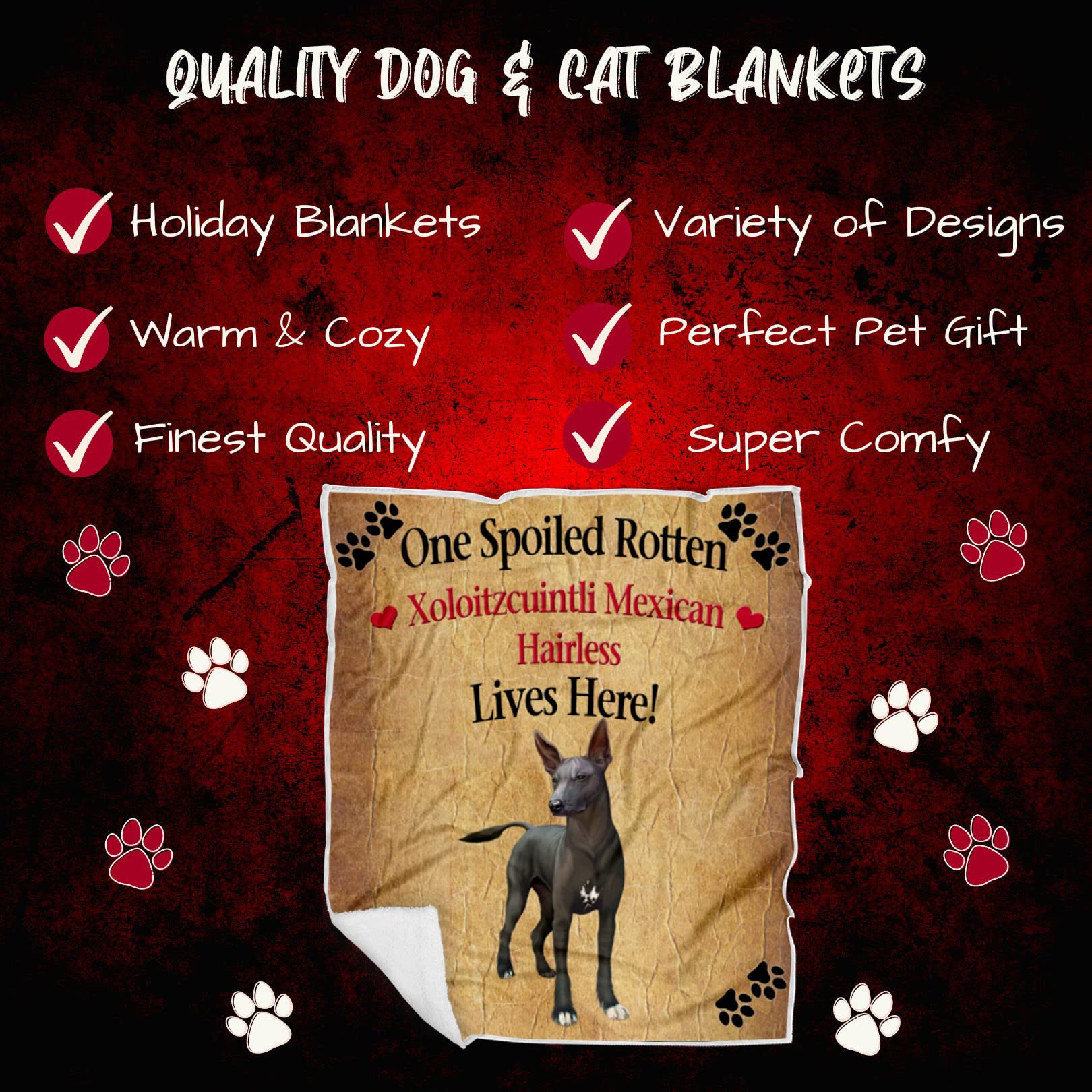Xoloitzcuintli Mexican Hairless Dog Blanket - Ultra Soft Lightweight Cozy Pet Blanket for Dogs | Durable Woven Throw (50x60) for Sofa, Bed & Couch | Perfect for Mexican Hairless Dogs, Pet Lovers & Home Decor
