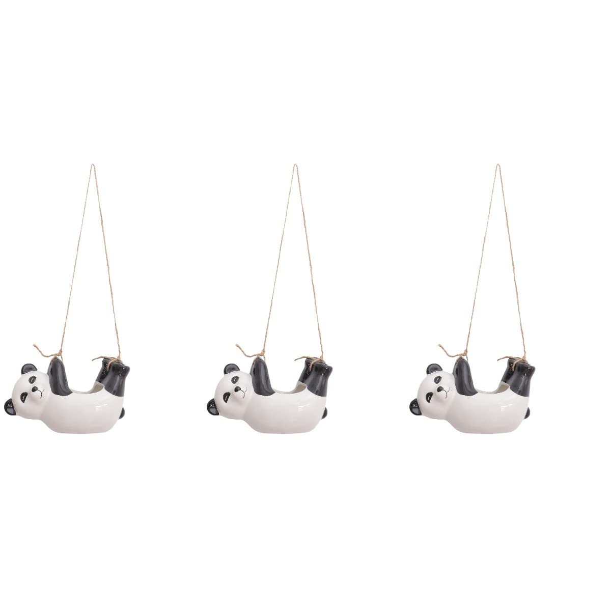 3 Pcs Ceramic Hanging Panda Flower Pots - Wall Mounted Bonsai Planters for Indoor Plants, Succulents & Home Decor | Perfect for Living Room, Bedroom, Balcony & Office Decoration