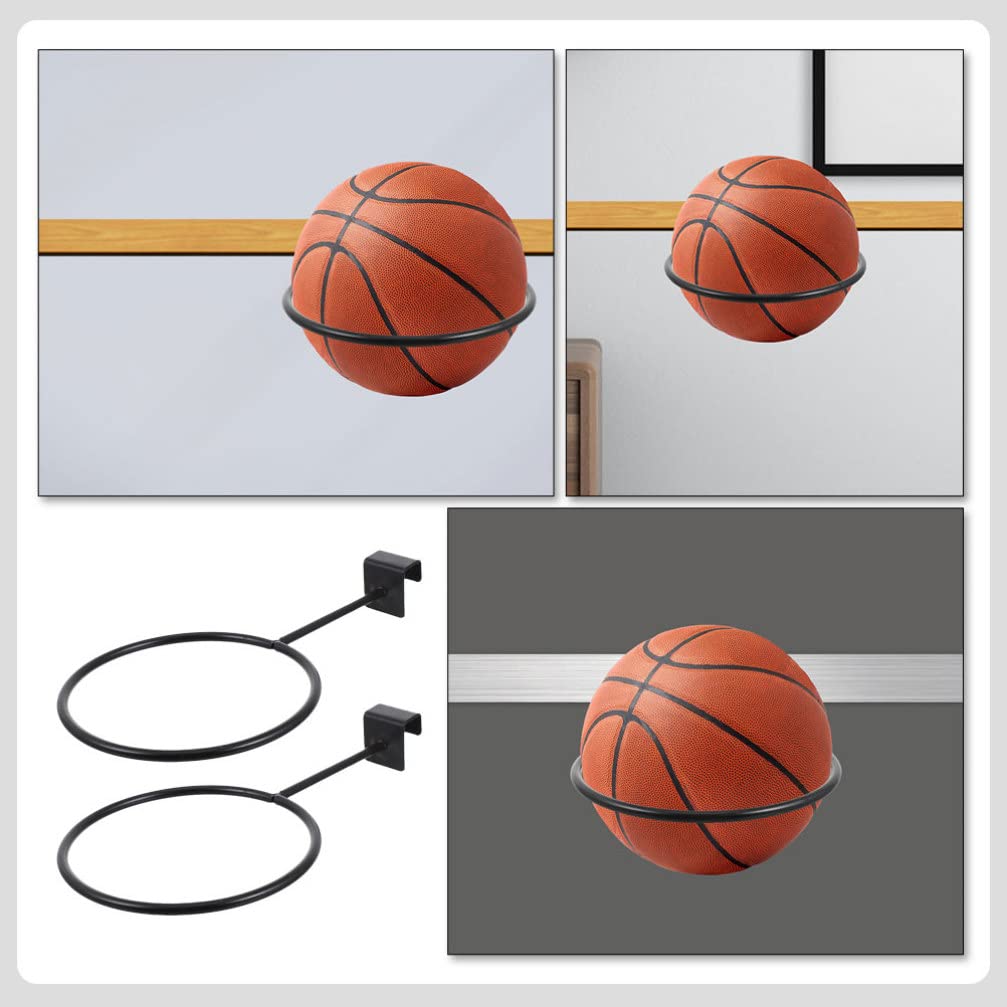 2pcs Metal Ball Rack - Wall Mount Basketball & Volleyball Holder for Sports & Fitness