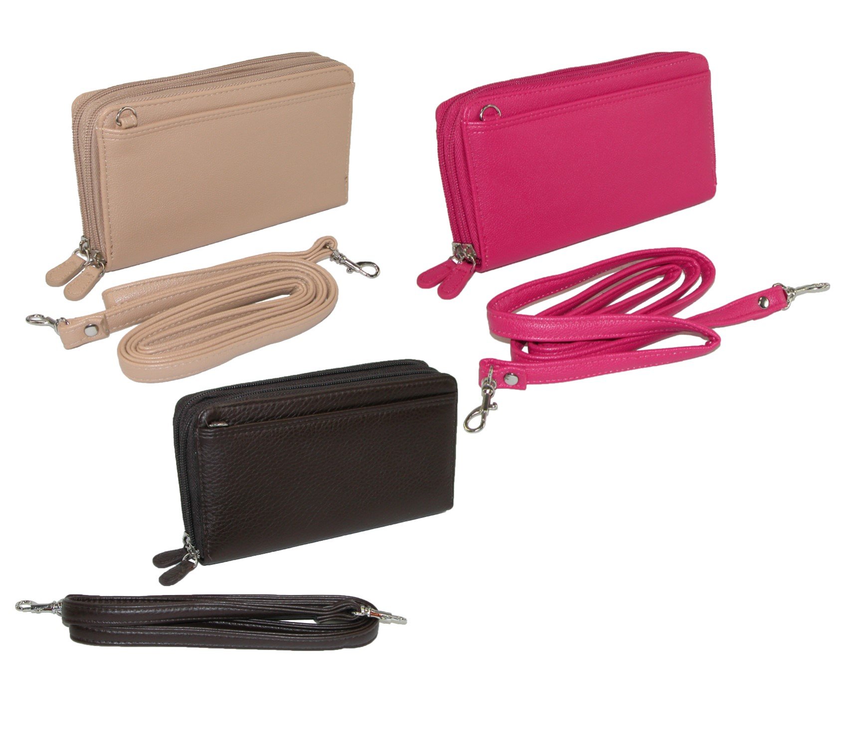 Buxton Pebbled Double Zip String Along Wallet - Genuine Leather RFID Blocking Wallet for Men & Women - Perfect for Travel, Business & Everyday Use