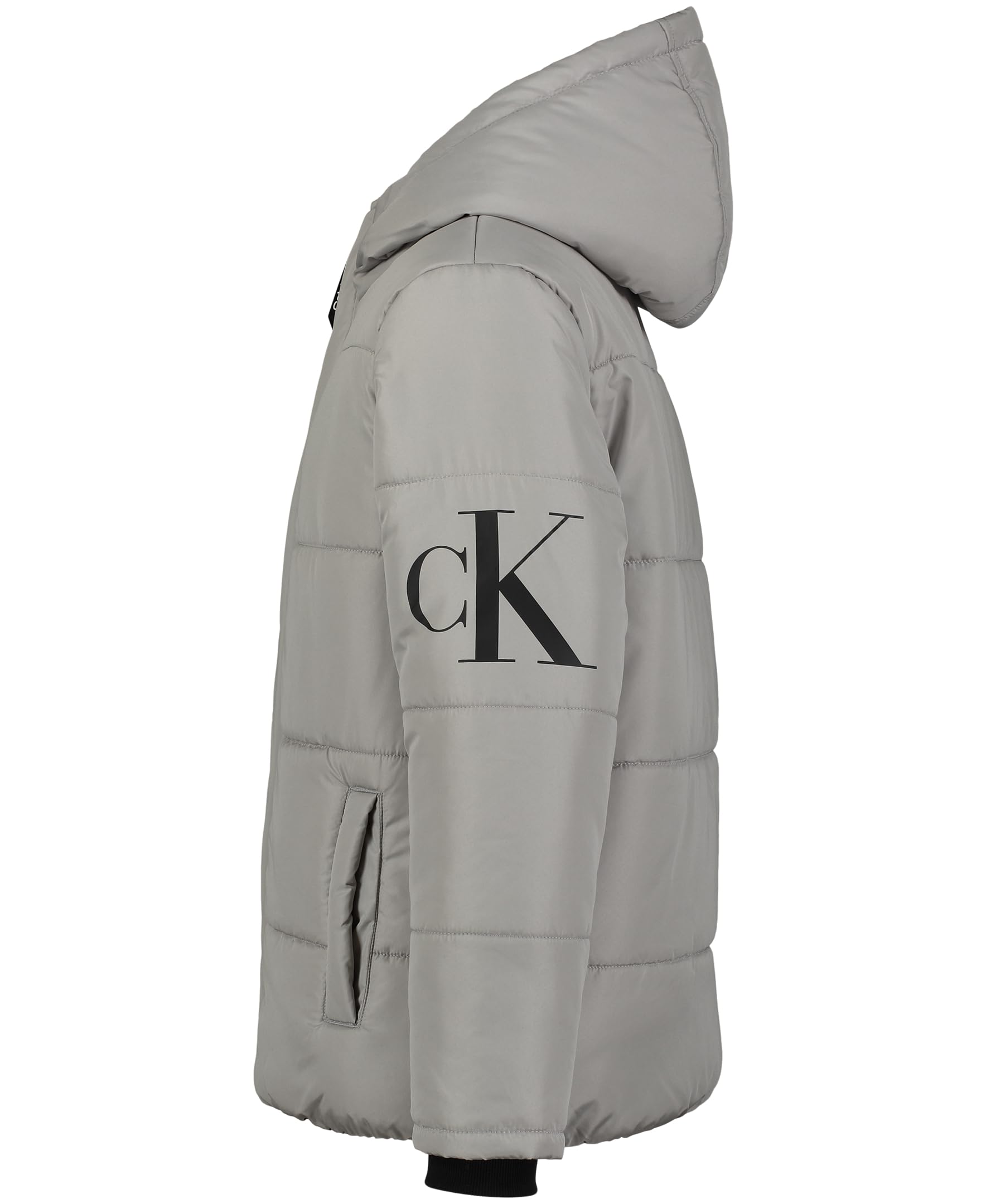 Calvin Klein Boys' Heavyweight Hooded Bubble Jacket with Polar Fleece Lining - Warm Winter Coat for Kids Outdoor Activities, School & Playtime