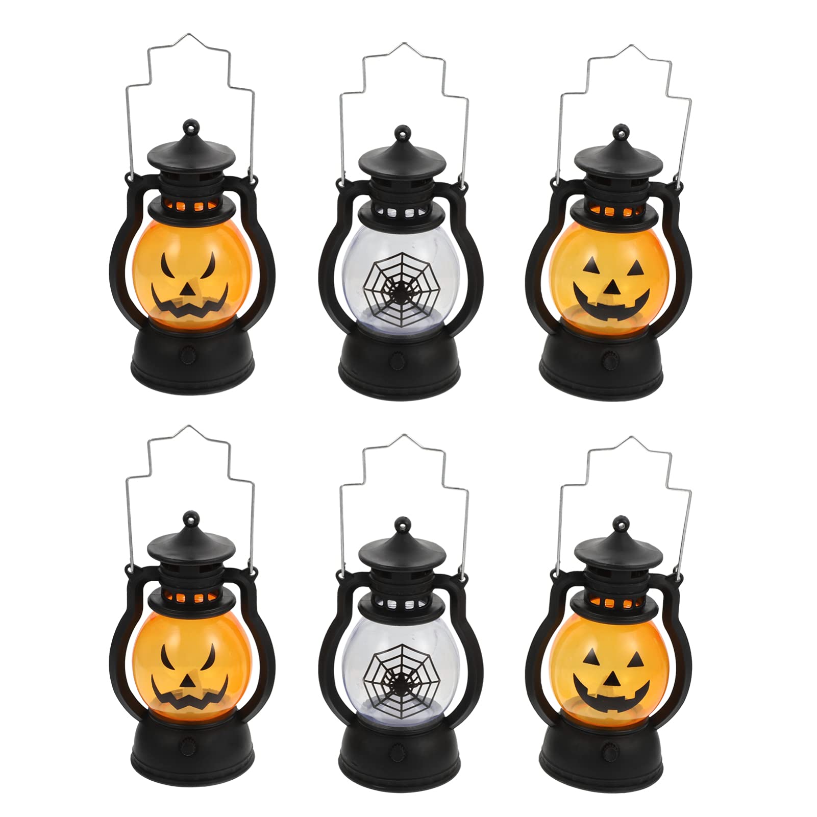 4-Pack Vintage Halloween LED Lanterns - Portable Pumpkin & Spider Web Lights for Indoor/Outdoor Decor, Parties, and Spooky Night Ambiance