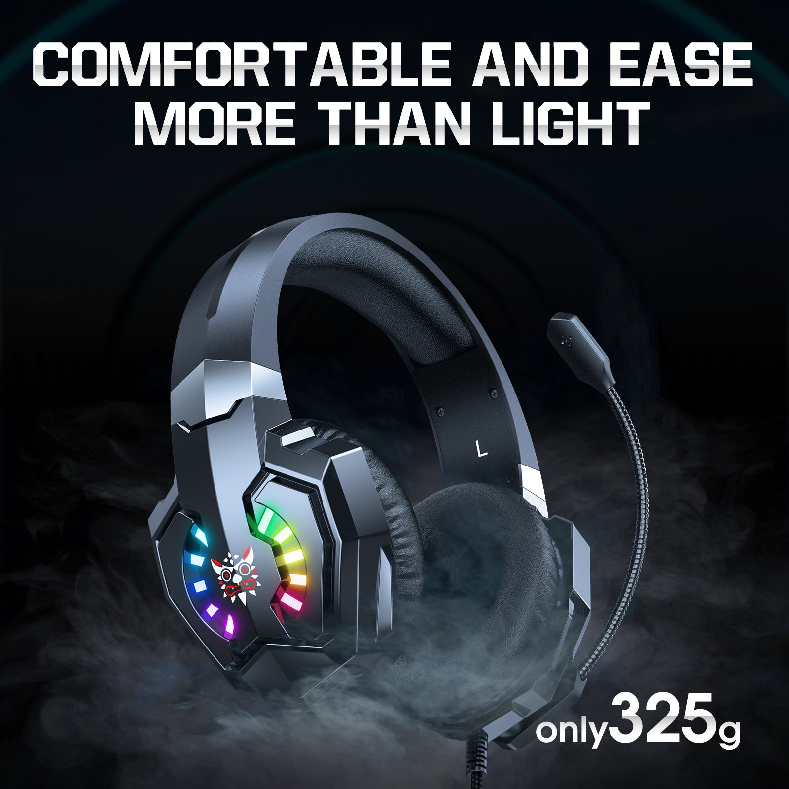 ONIKUMA X32 Wired Gaming Headset with Noise-Canceling Mic, RGB LED Lights & Comfortable Ear Cushions - Perfect for PC, PS4, Xbox Gaming & Online Chat