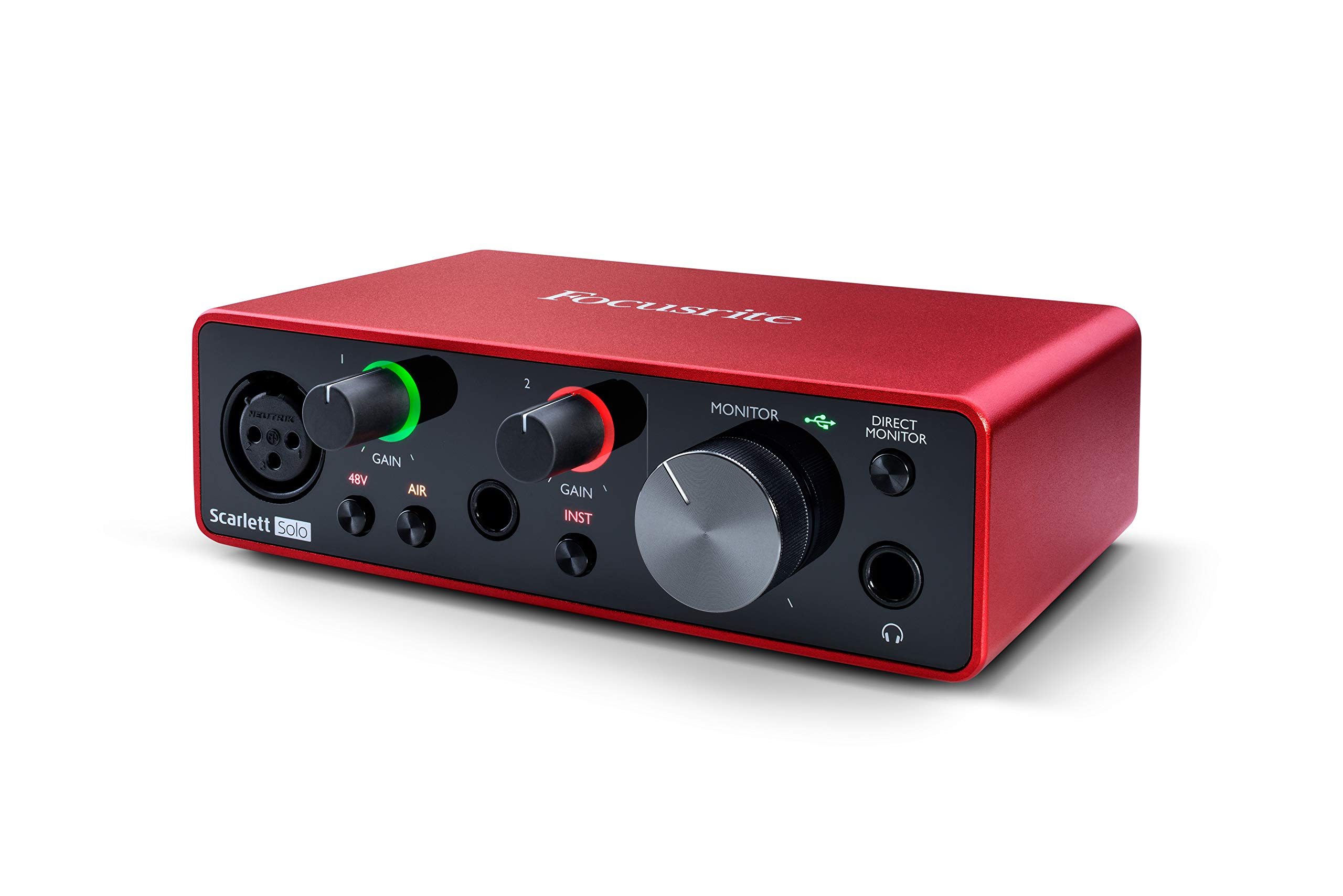Focusrite Scarlett Solo (3rd Gen) USB Audio Interface with Pro Tools | First & Amazon Basics XLR Male to Female Microphone Cable - 10 Feet, Black - Professional Studio Recording & Podcasting Setup for Home & Streaming
