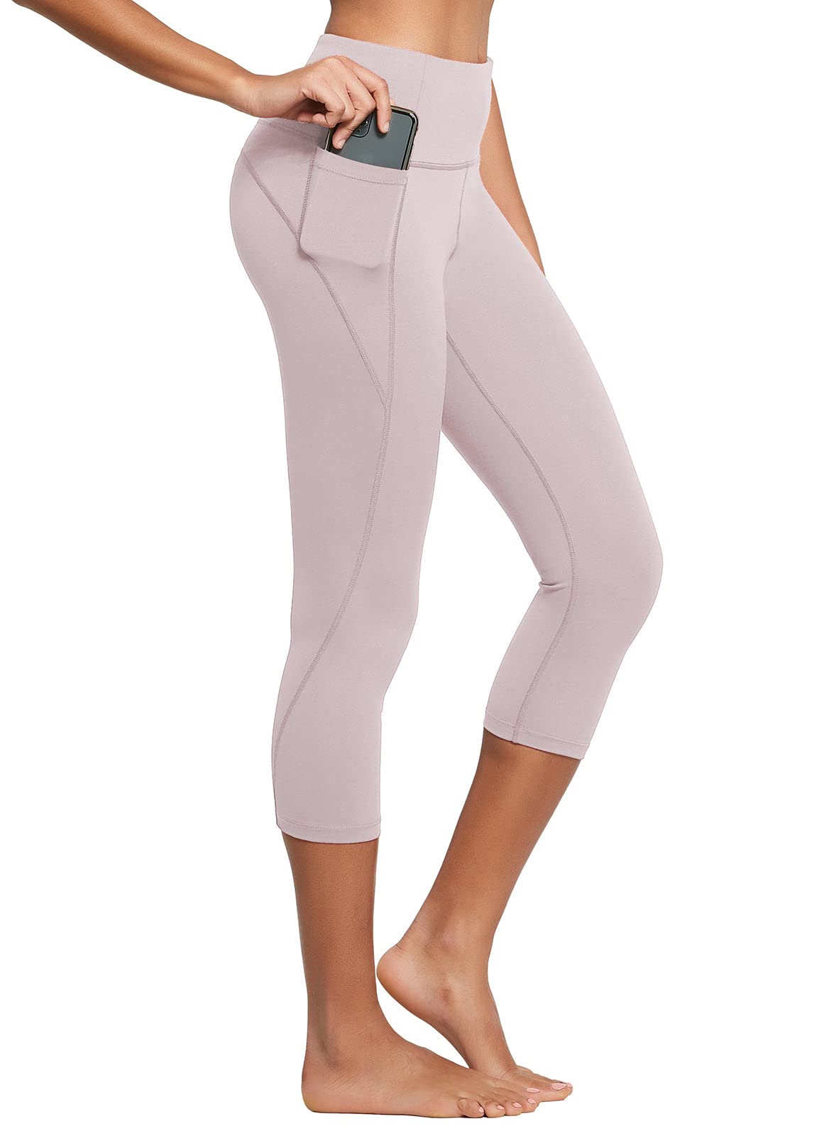 BALEAF Women's High Waisted Yoga Running Capri Leggings with Pockets - Workout, Gym, Lounge & Outdoor Activities