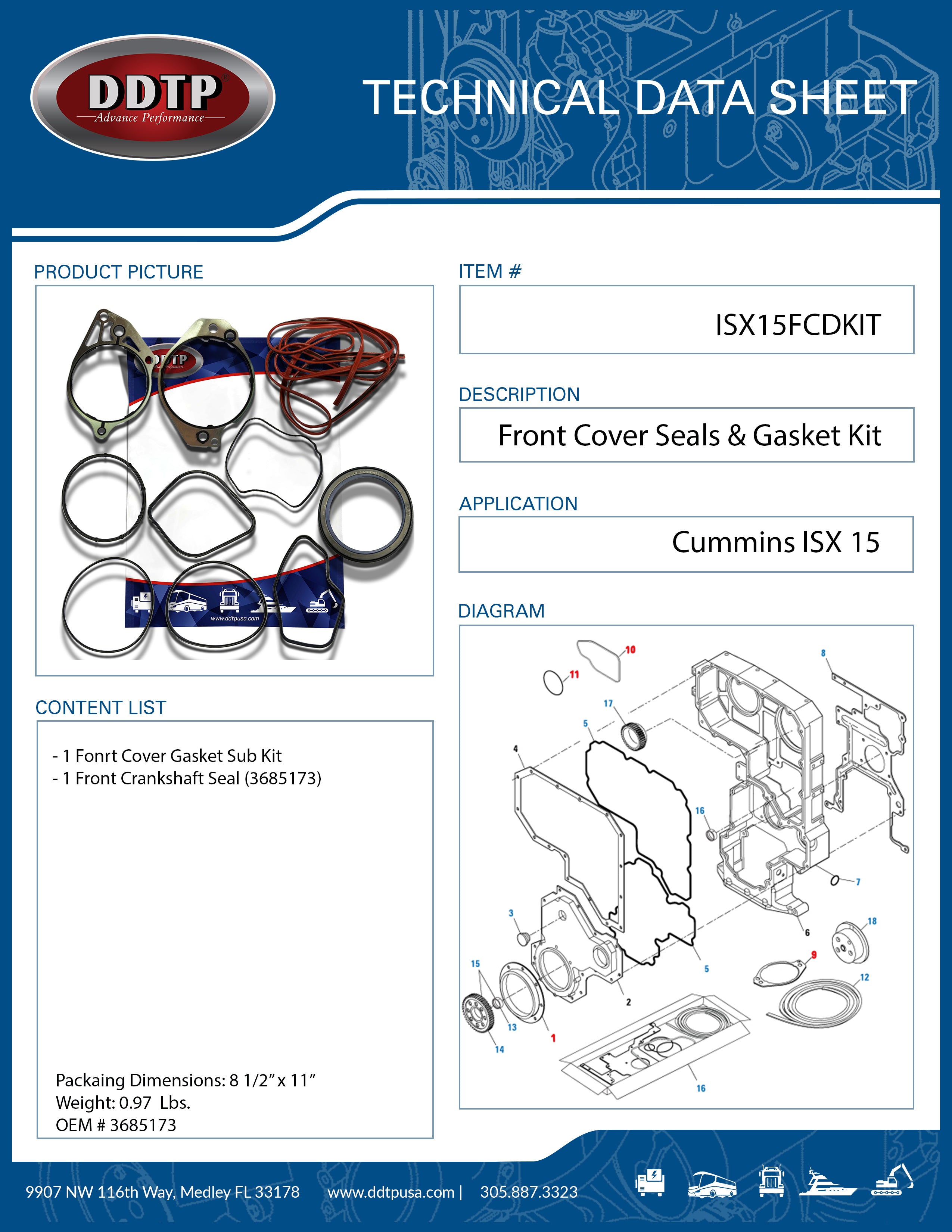 Cummins ISX 15 Front Cover Seals & Gasket Kit (ISX15FC) - Replacement for Engine Repair & Maintenance | Perfect for Diesel Truck & Heavy Equipment Repair