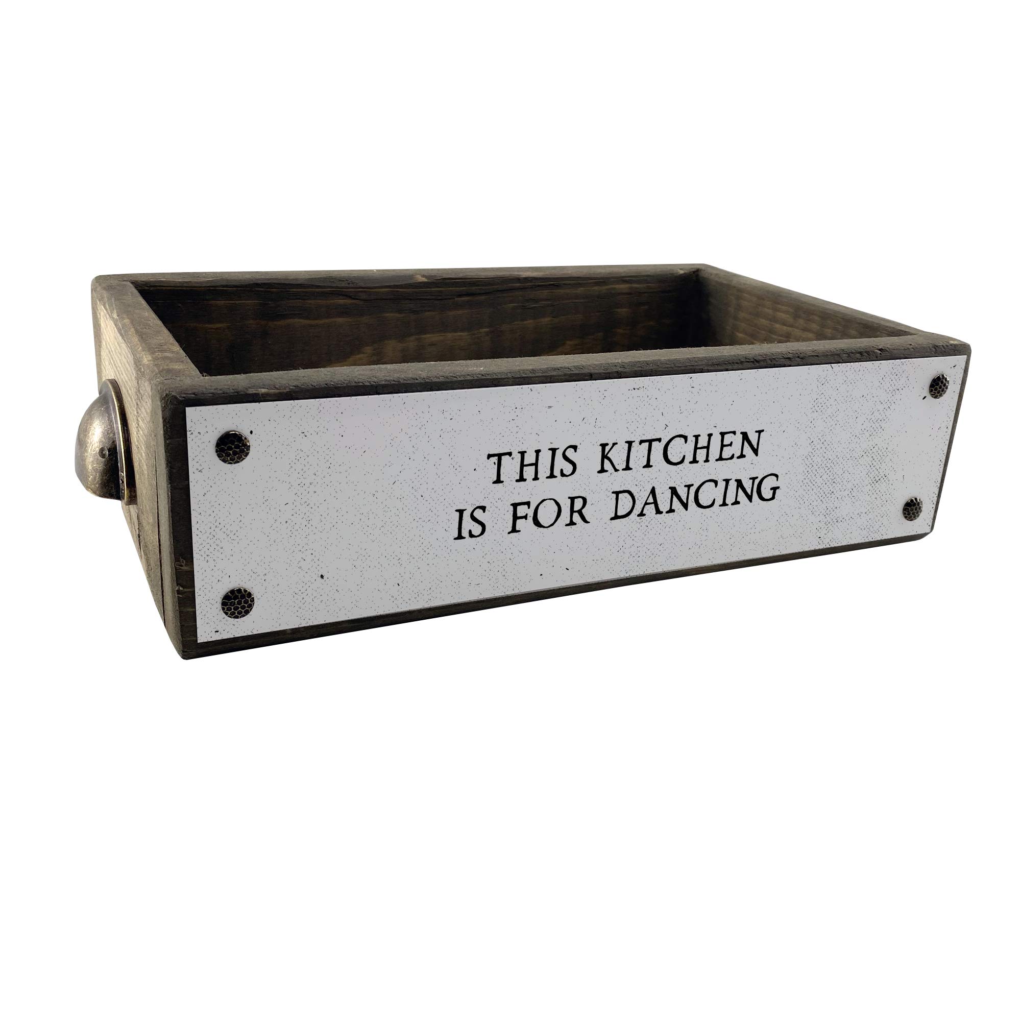 Vintage Metal & Wood Decorative Kitchen Storage Box - Perfect for Organizing Spices, Utensils & Home Decor - Ideal for Farmhouse, Rustic & Boho Kitchen Decor