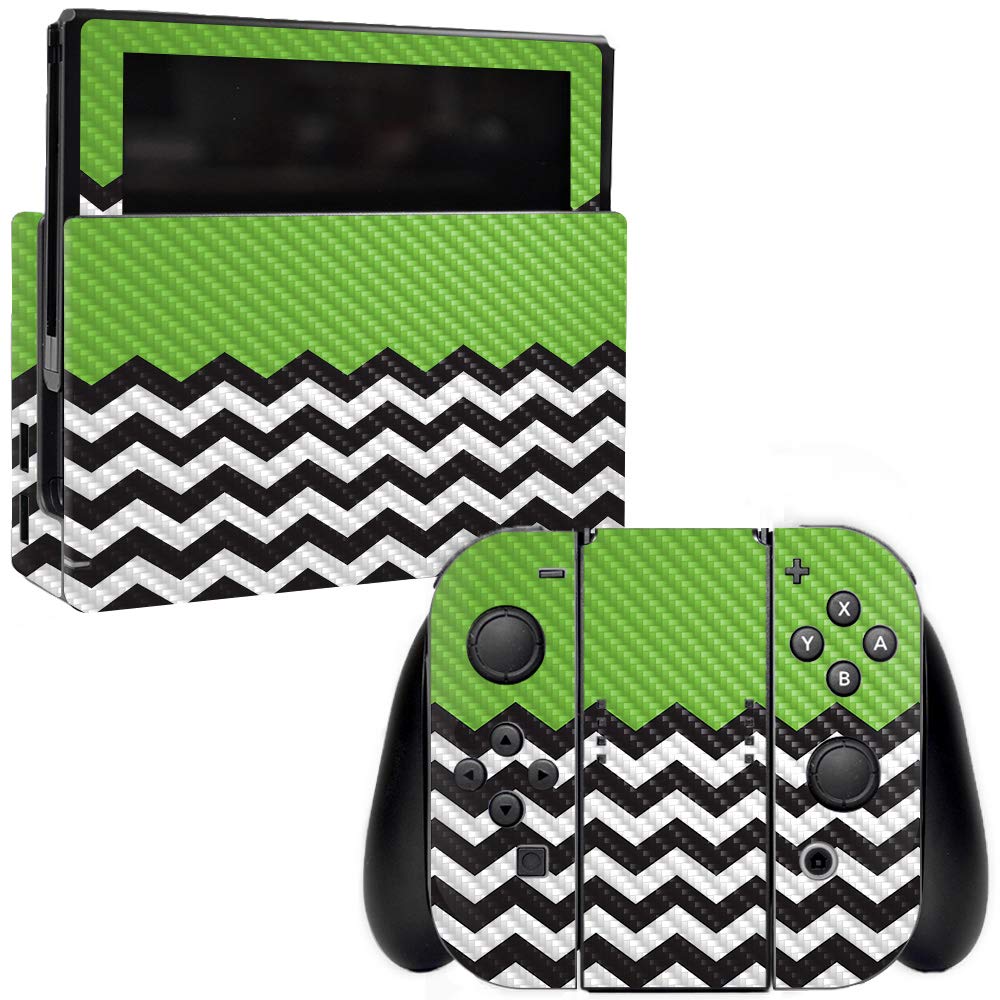 Premium Carbon Fiber Skin for Nintendo Switch - Lime Chevron Design | Protective & Durable Textured Cover | Easy to Apply & Remove | Made in USA | Perfect for Gaming Protection & Style Enhancement