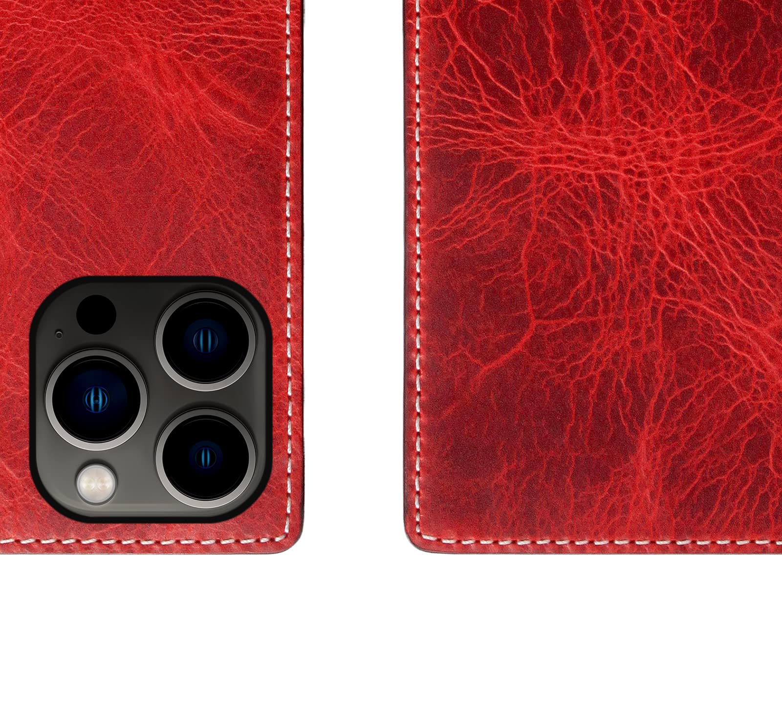 Premium Italian Wax Leather Wallet Case for iPhone 12 Pro Max - Handcrafted Diary Style with Multiple Card Slots & Cash Pocket | Luxury Gift Box Included (Red) | Perfect for Business Professionals & Everyday Use