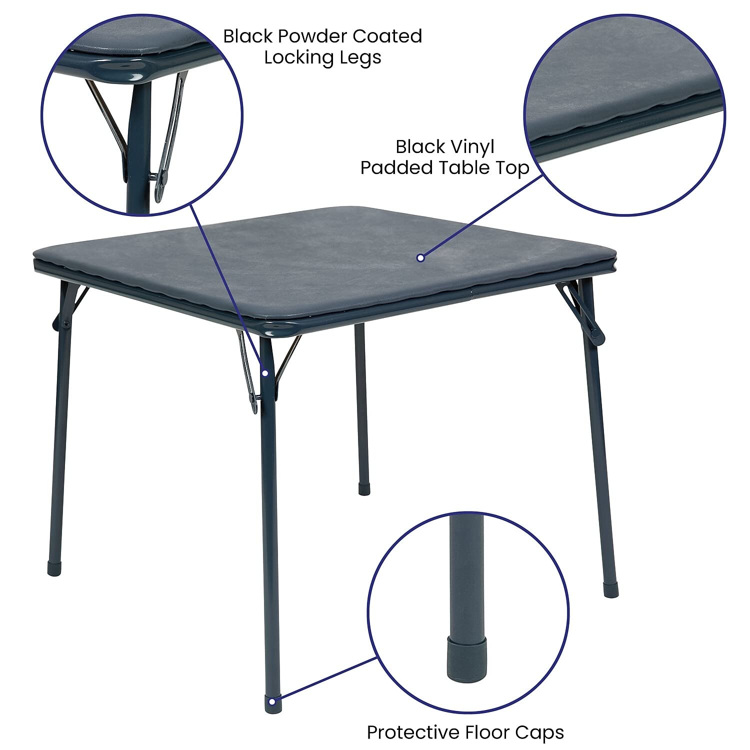 Flash Furniture Mindy Kids Navy 5-Piece Folding Table and Chair Set - Compact Play & Study Furniture for Small Spaces, Daycare, Preschool & Home Learning