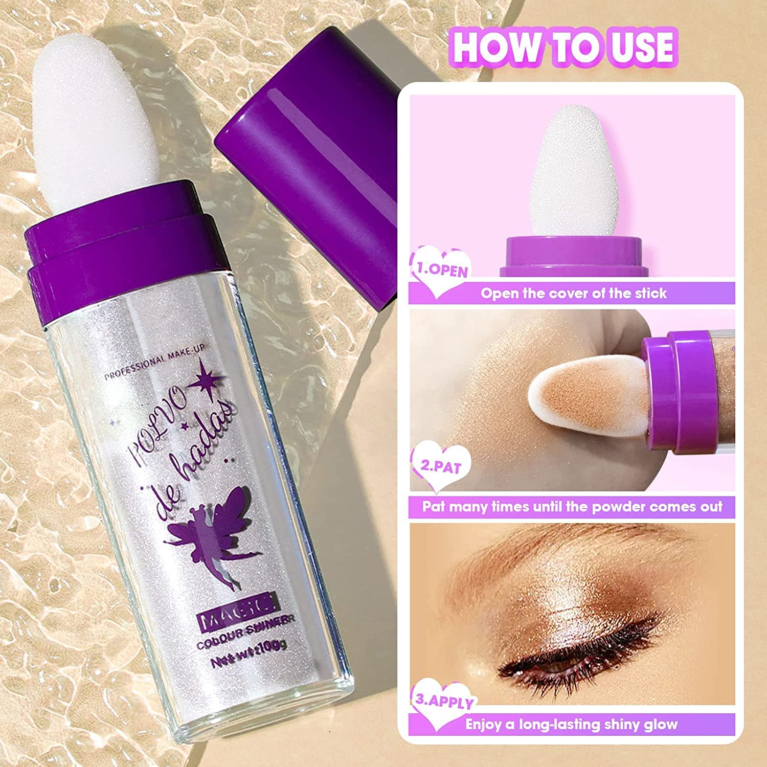 Body Glitter Highlighter Stick - Shimmer Face & Body Makeup Powder for Hair, Face & Skin Glow (Brown) | Perfect for Festivals, Parties, Cosplay & Night Out Makeup Looks