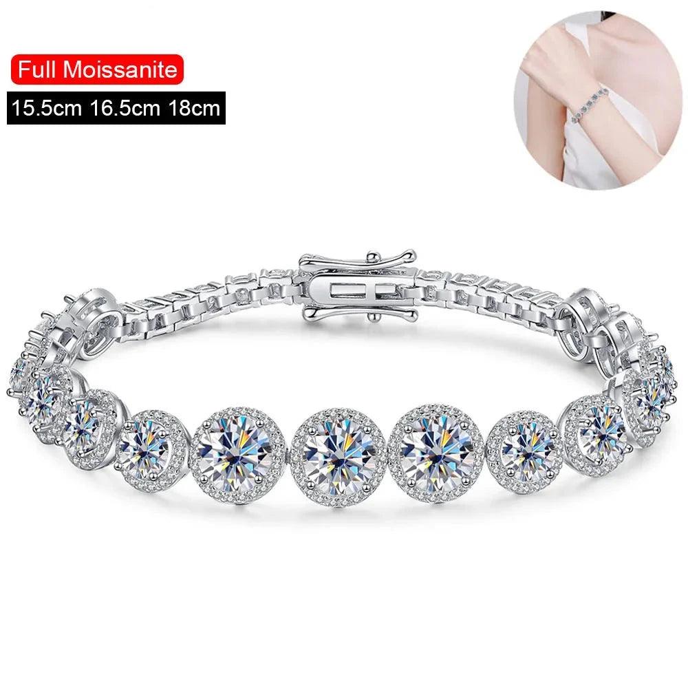 Serenity Moissanite Bracelet for Women - GRA Certified, 925 Sterling Silver, 18K Gold Plated Elegant Jewelry for Wedding, Anniversary & Special Occasion Gifts
