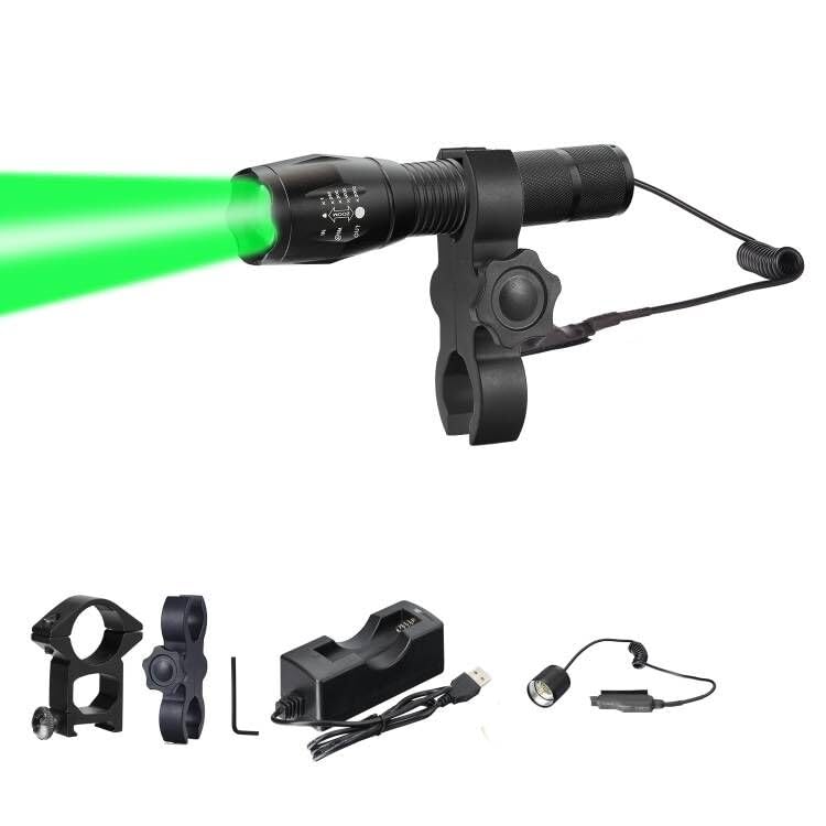 KL45 1000 Lumen Predator Hunting Flashlight - Green Zoomable Light with Remote Switch for Hogs, Coyotes & Varmints | Ideal for Night Hunting, Wildlife Observation & Outdoor Security