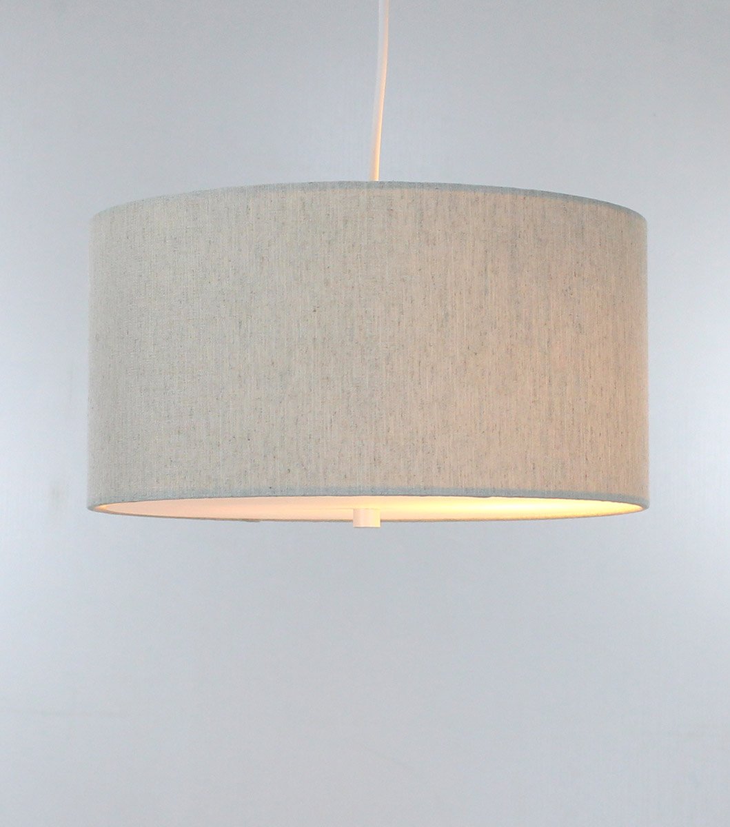 HomeConcept 2-Light Plug-in Swag Pendant with Diffuser - 14 Inch Textured Oatmeal Finish & White Cord | Perfect for Kitchen Island, Dining Room, or Bedroom Lighting