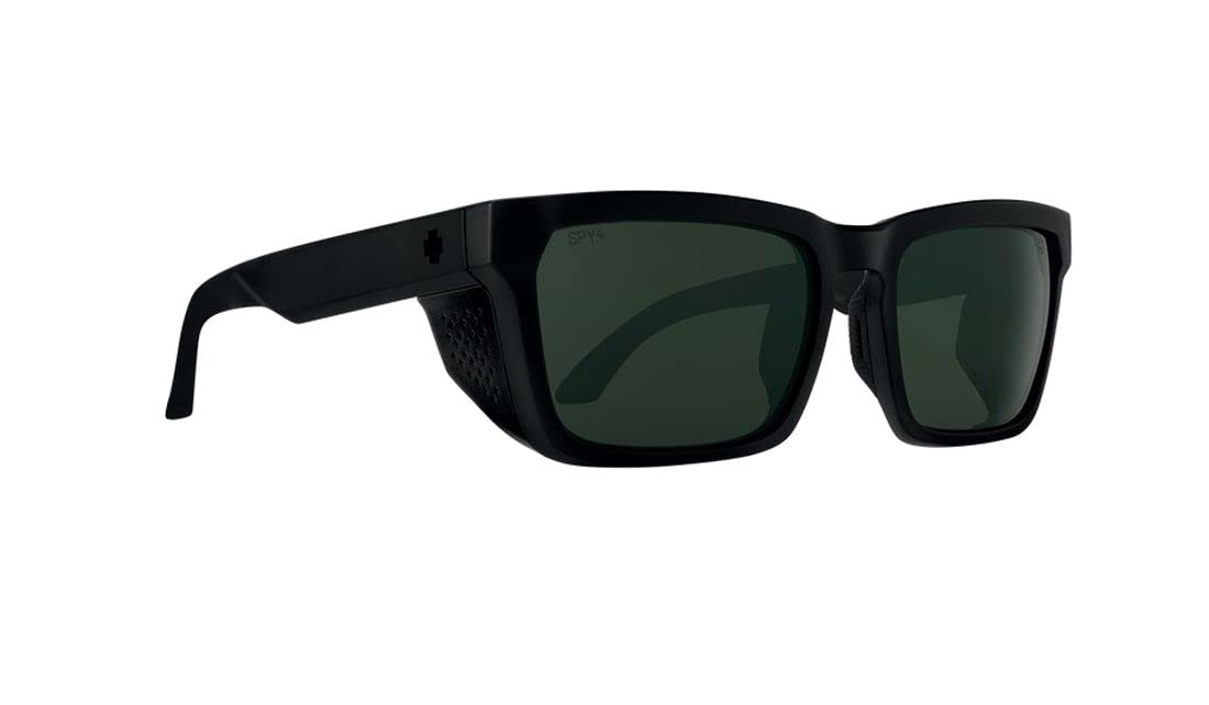 Spy Optic Helm Tech Polarized Sunglasses - Matte Black Frame with Happy Gray Green Lens + Hard Case - for Cycling, Running & Outdoor Sports