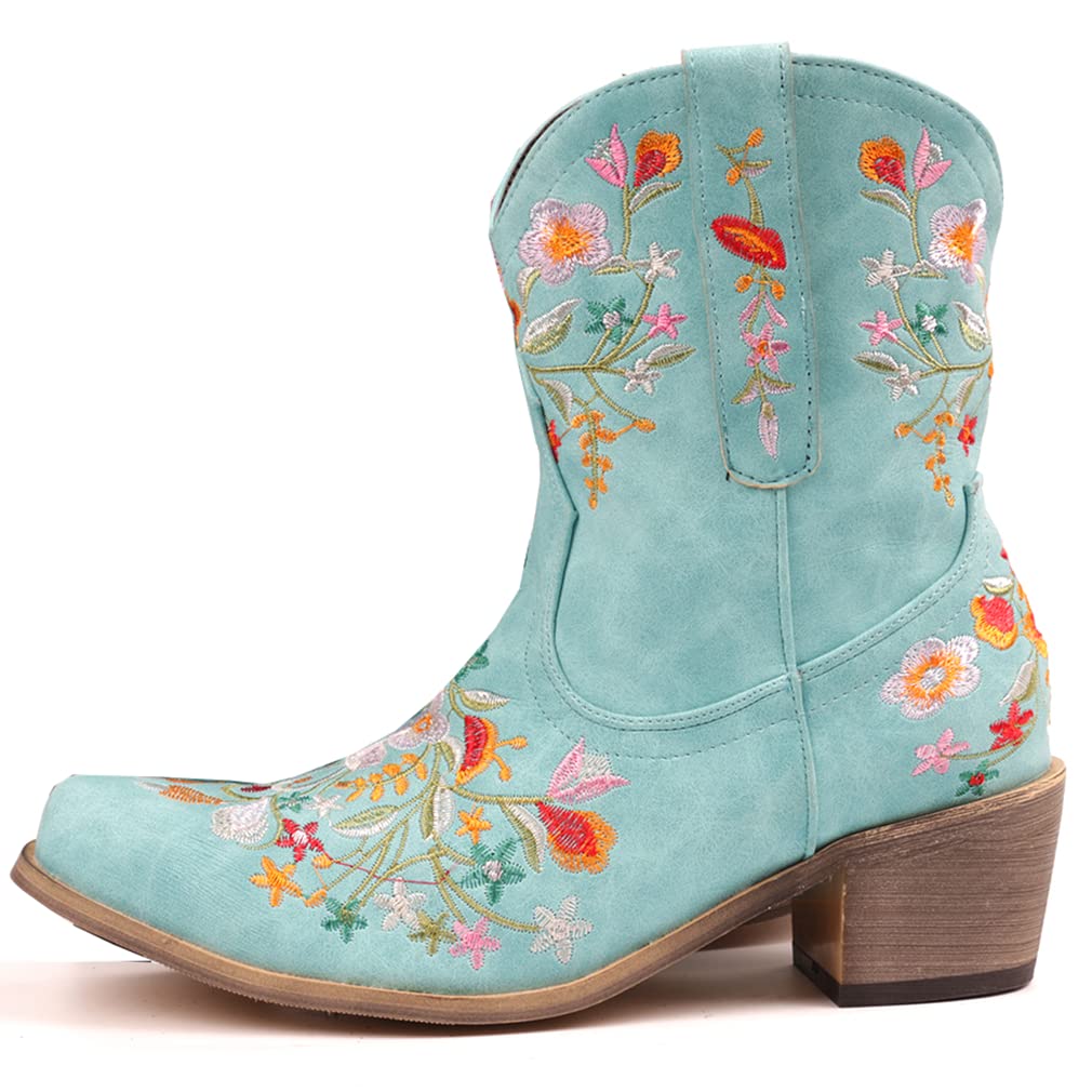 SO SIMPOK Women's Classic Cowgirl Boots - Retro Western Ankle Boots with Embroidered Design | Perfect for Country Dancing, Rodeo Events & Vintage Fashion Outfits