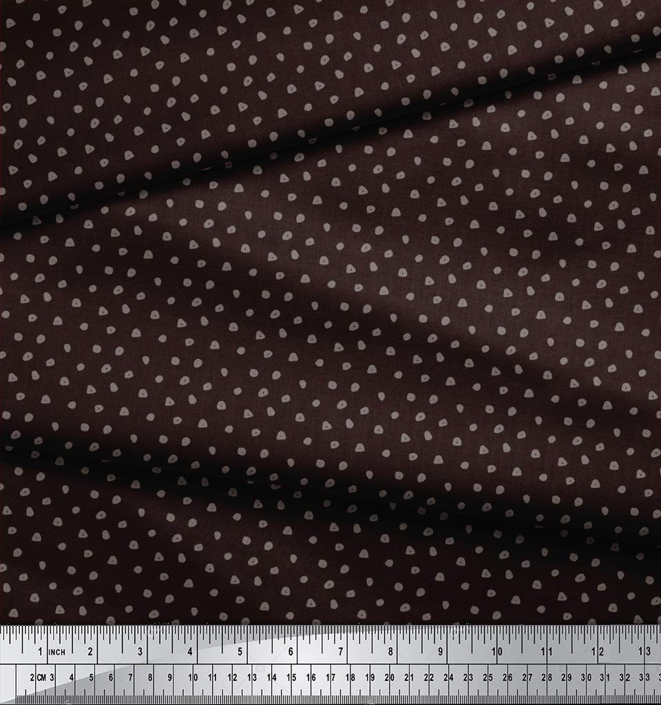 Soimoi Moss Georgette Brown Fabric by The Yard - 42 Inch Wide Brush Stroke Abstract Printed Textile for Dresses, Scarves & Home Decor | Artistic Floral Design Fabric for Sewing, DIY Projects & Upholstery