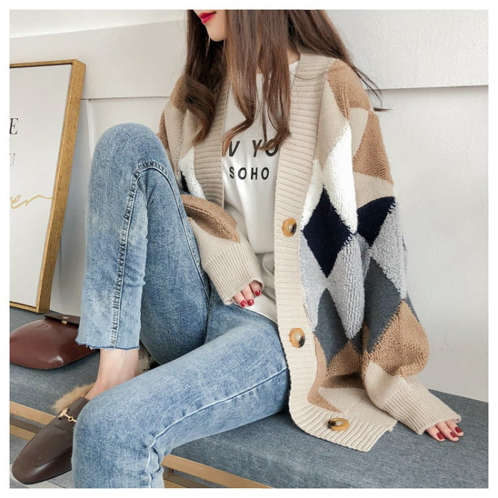 Vintage 1957 Loose Knit Cardigan Sweater for Women - Cozy Oversized Lazy Day Pullover - Perfect for Casual Outfits, Coffee Dates & Relaxing at Home