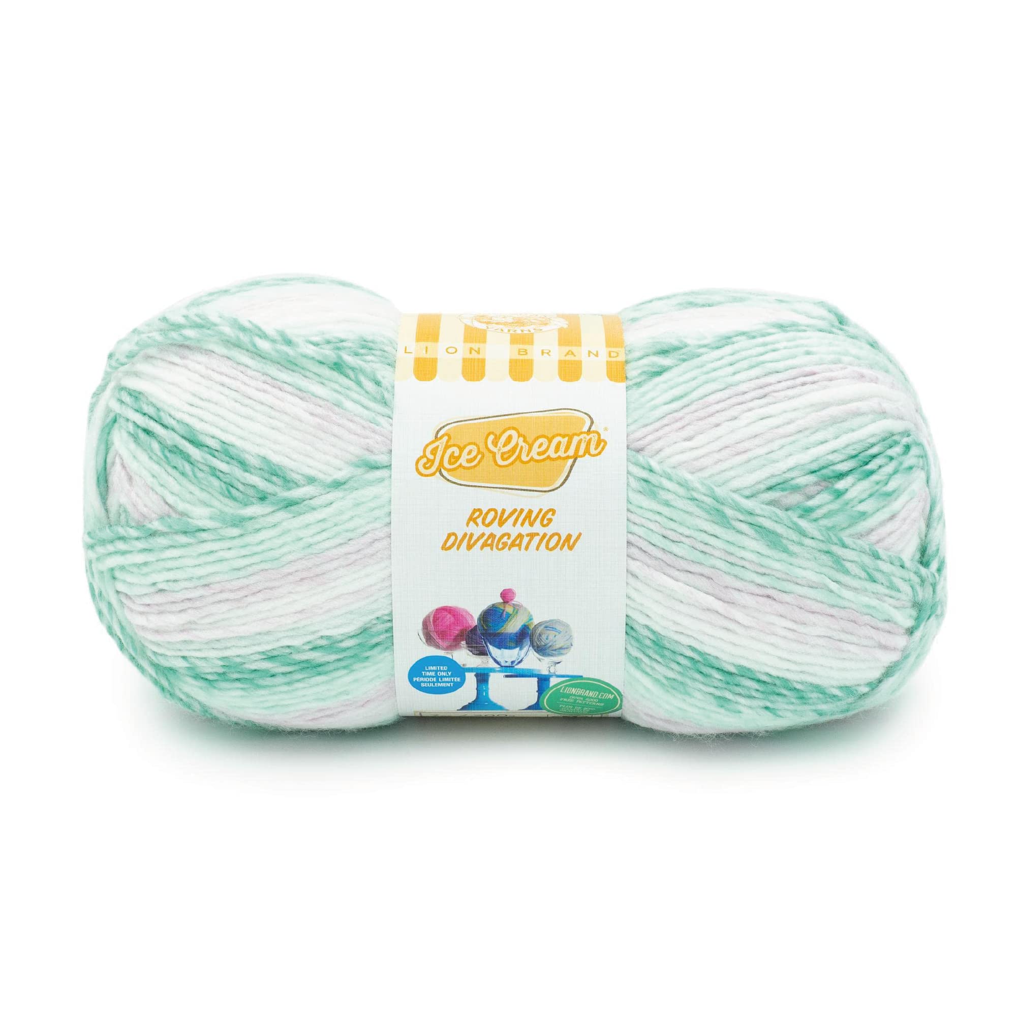 Lion Brand Yarn Ice Cream Roving Stripes Yarn - Soft Chunky Knitting Yarn for Crochet & DIY Crafts - Perfect for Scarves, Blankets, and Home Decor Projects