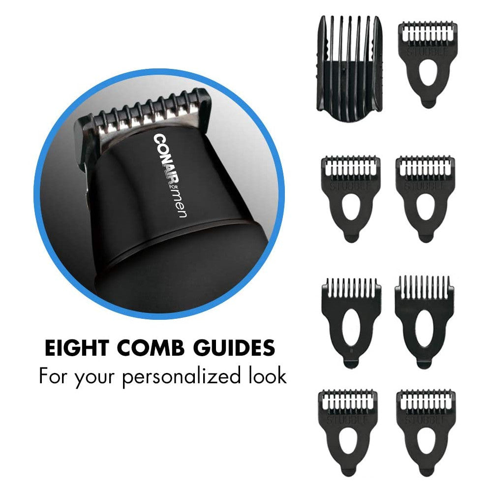 CONAIR Cordless Beard Trimmer & Hair Clipper for Men - Rechargeable Multi Grooming Kit with Adjustable Settings - Perfect for Home, Travel & Professional Use