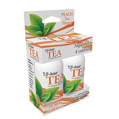 Sugar-Free Energy Natural Green Tea with Peach Flavor - 2 Bottles (3.86 fl oz Total) | Refreshing Antioxidant Drink for Workout, Office & Daily Hydration