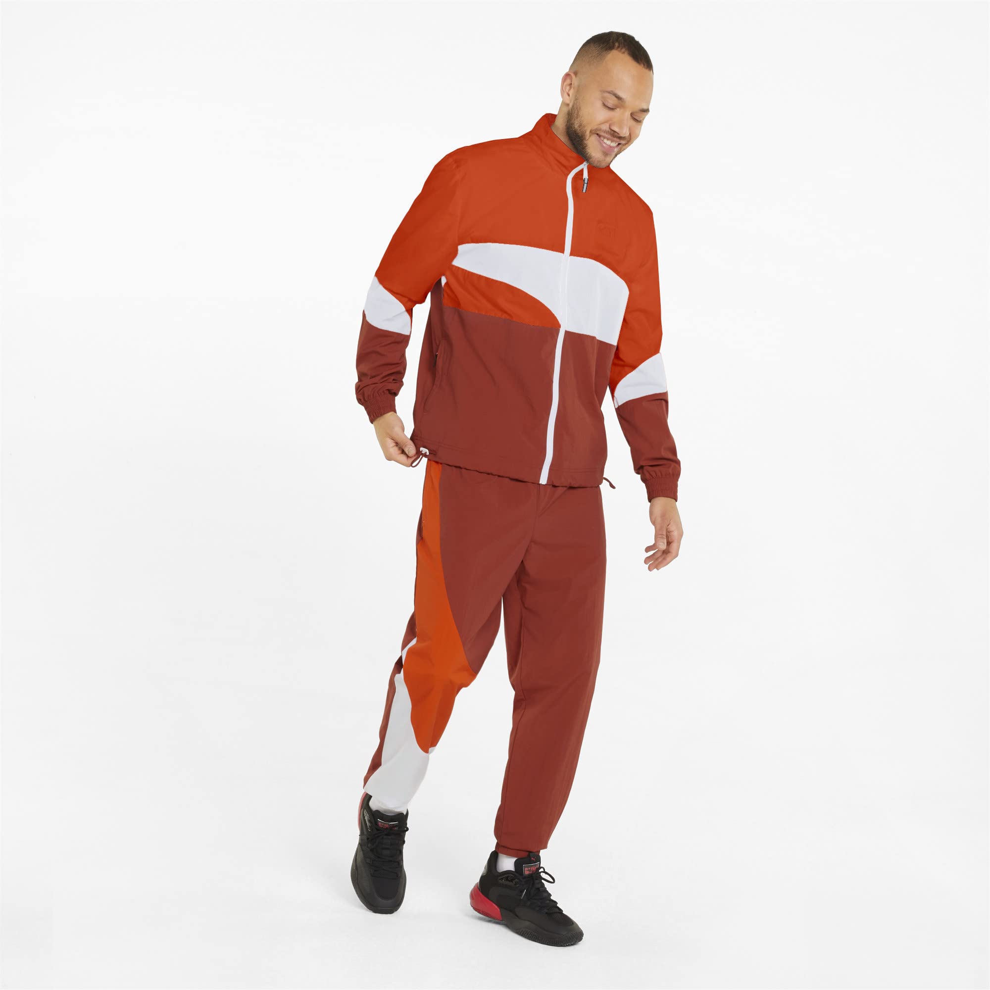 PUMA Men's Clyde Pants - Chili Oil/Cherry Tomato Color - Comfortable Athletic Joggers for Running, Gym & Casual Wear