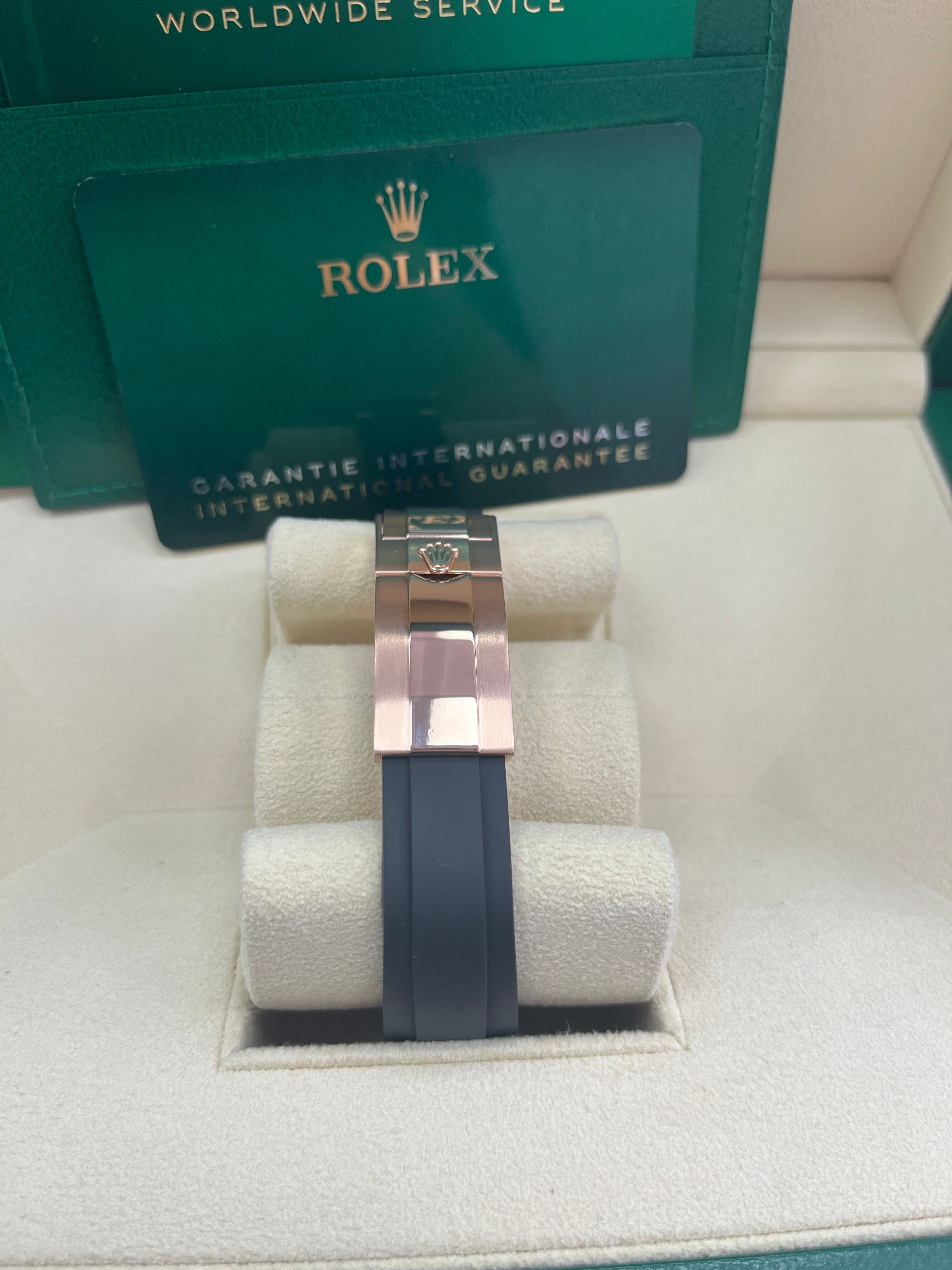 Rolex Yacht Master 37mm Rose Gold Black Dial Oysterflex Strap Watch Ref# 268655 - Luxury Sports Timepiece for Sailing, Yachting & Everyday Wear