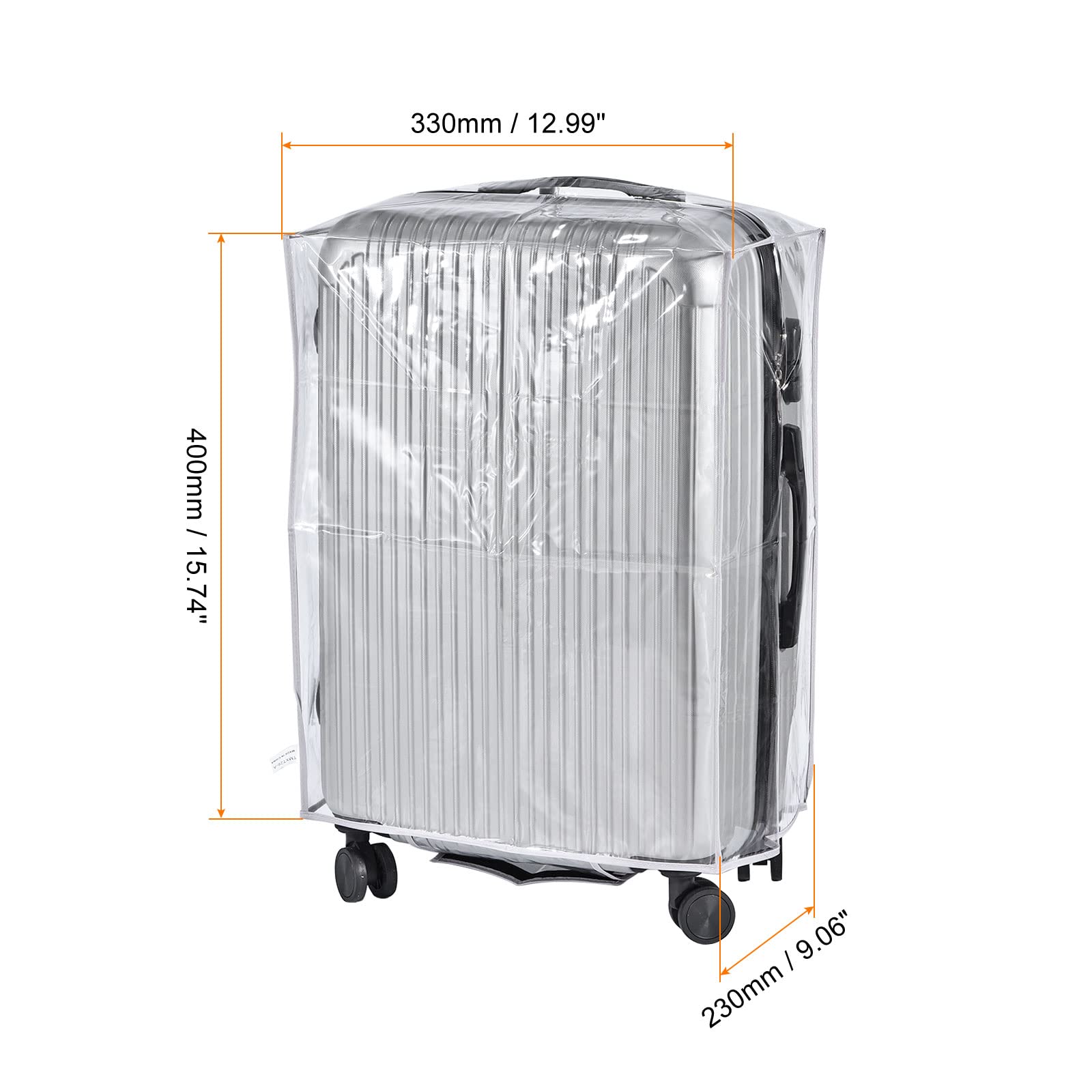 PATIKIL 18-Inch Universal Luggage Protector Cover - Clear PVC Waterproof Dustproof Suitcase Protector with Fastener (Grey) | Travel Accessories for Airplane, Train & Storage Protection