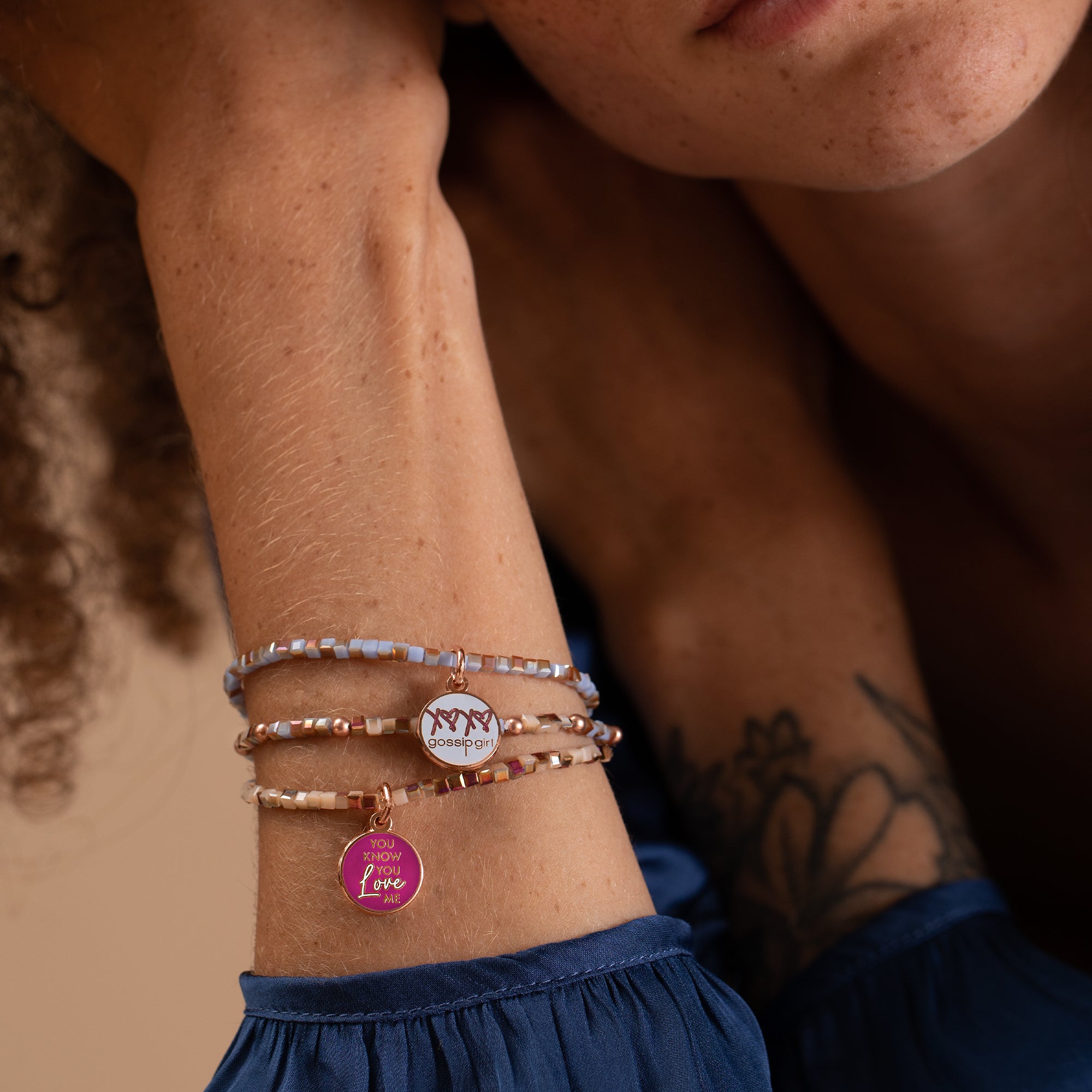 Gossip Girl 'You Know You Love Me' Stretch Bracelets Set of 3 - Trendy Adjustable Bangle Stack for Teen Girls & Women - Perfect for Parties, Gifts & Everyday Fashion