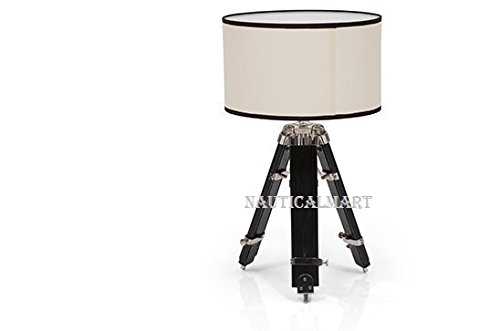 NAUTICALMART Wooden Tripod Table Lamp Stand - Modern Designer Lighting for Living Room, Bedroom & Office Decor - Perfect for Reading, Ambient Lighting & Home Styling