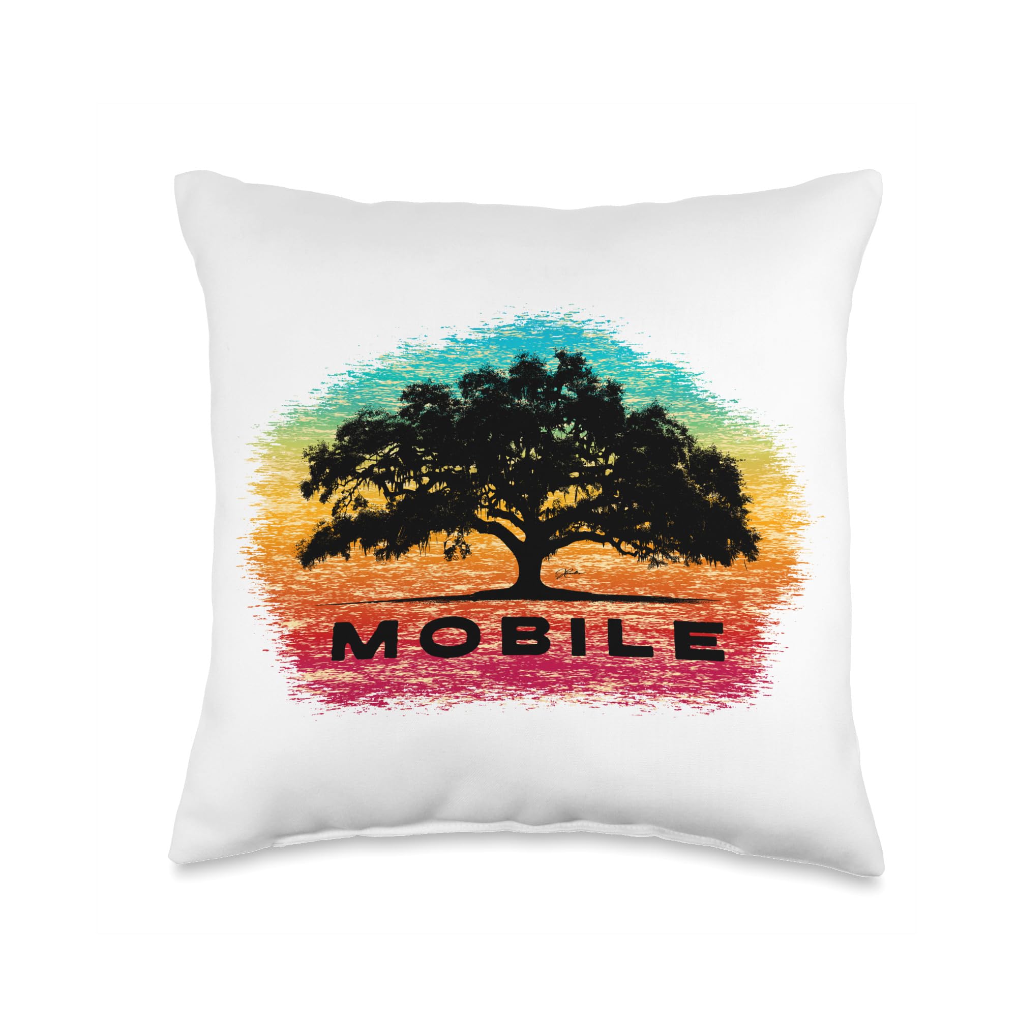 Mobile Alabama Live Oak Tree Throw Pillow - Southern Home Decor Accent for Sofa, Bed & Porch