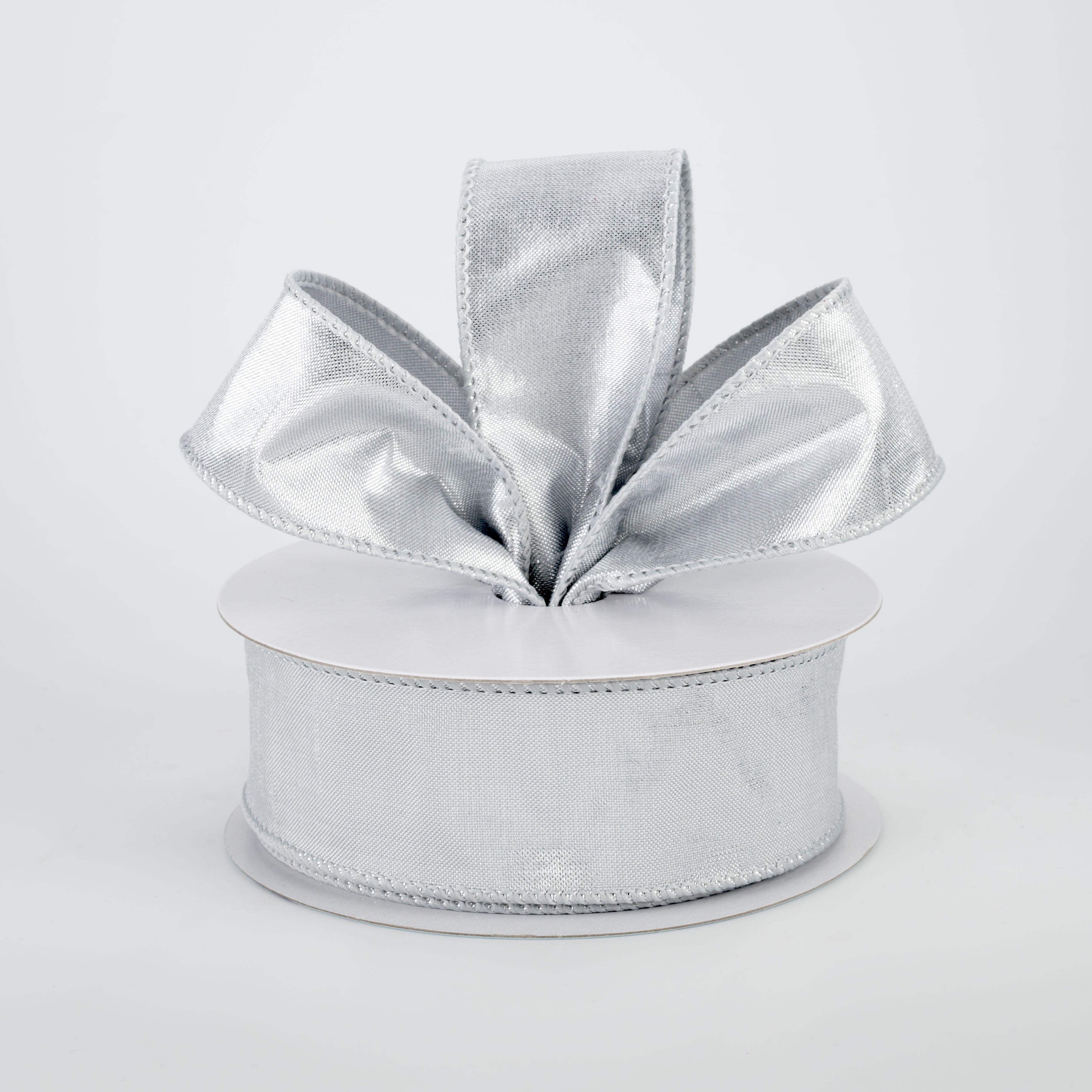 1.5 Inch Metallic Dupioni Ribbon - Silver (10 Yards) for Gift Wrapping, Wedding Decorations & DIY Crafts