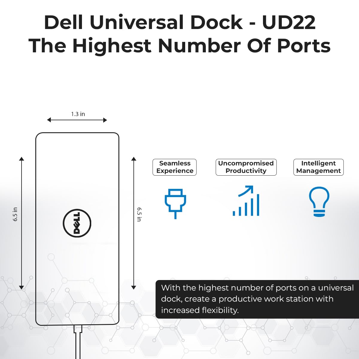 UD22 Dell Docking Station Dual Monitor Bundle - Universal Laptop Dock for Dell with 130W AC Adapter, HDMI/DisplayPort/USB-C Cables & Microfiber Cloth - Ideal for Home Office, Remote Work, Business Travel & Multi-Screen Productivity Setup