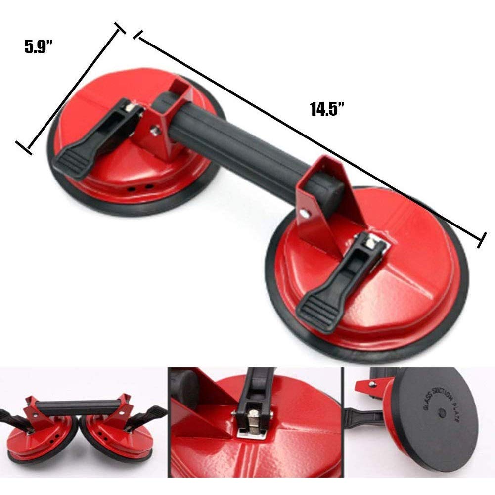 Heavy Duty Aluminum Vacuum Suction Cup - Glass Lifter, Tile Mover, Floor Gap Fixer & Dent Puller with Secure Handle - Perfect for Moving Large Glass, Lifting Tiles, and Home Renovation Projects