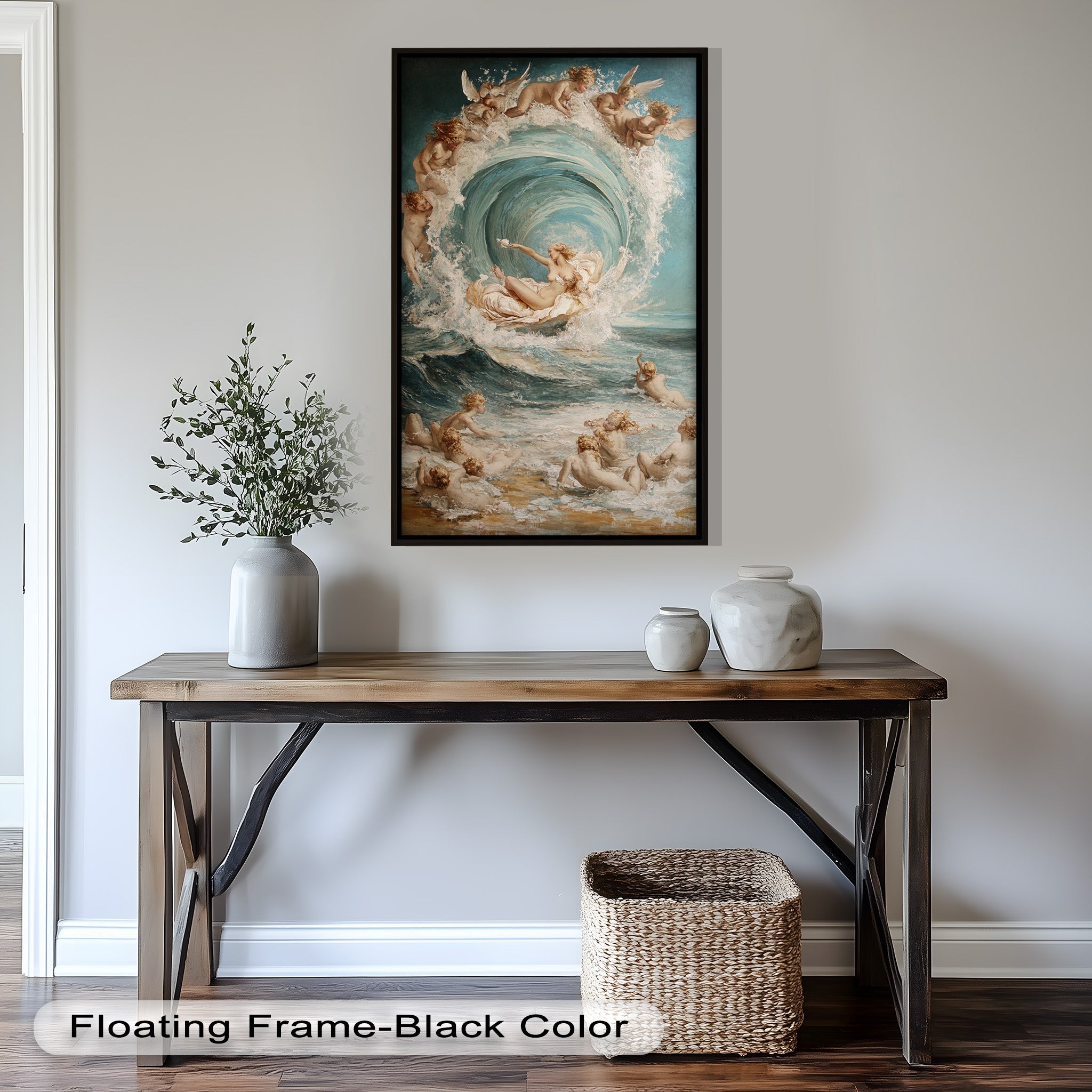 Birth of the Wave - Mythological Goddess & Cherubs Oil Painting Wall Art for Living Room, Bedroom Decor | Renaissance Style Canvas Print for Home & Office