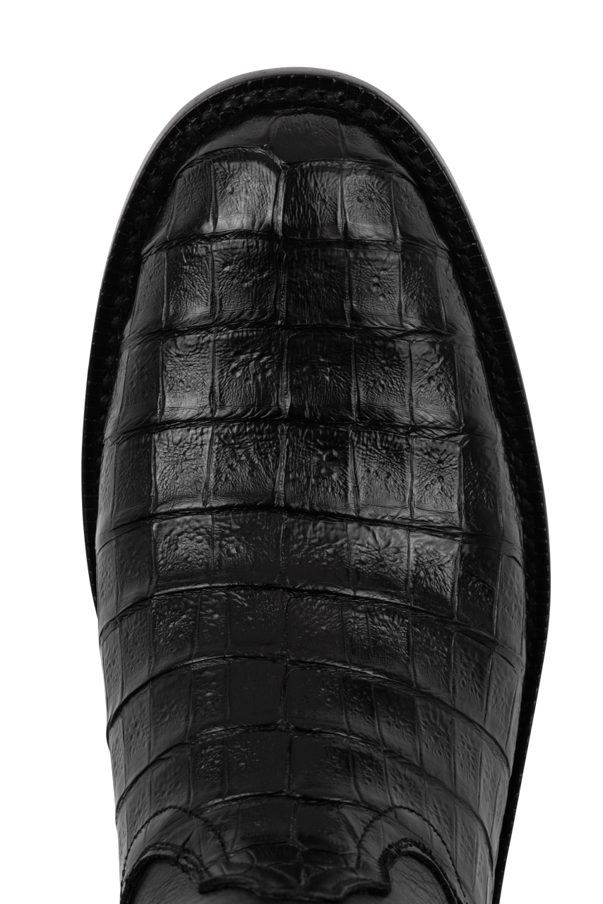Premium Black Jack Caiman Belly Roper Boots - Genuine Exotic Leather Cowboy Boots for Men | Western Style, Comfort & Durability | Perfect for Rodeo, Ranch Work & Country Fashion