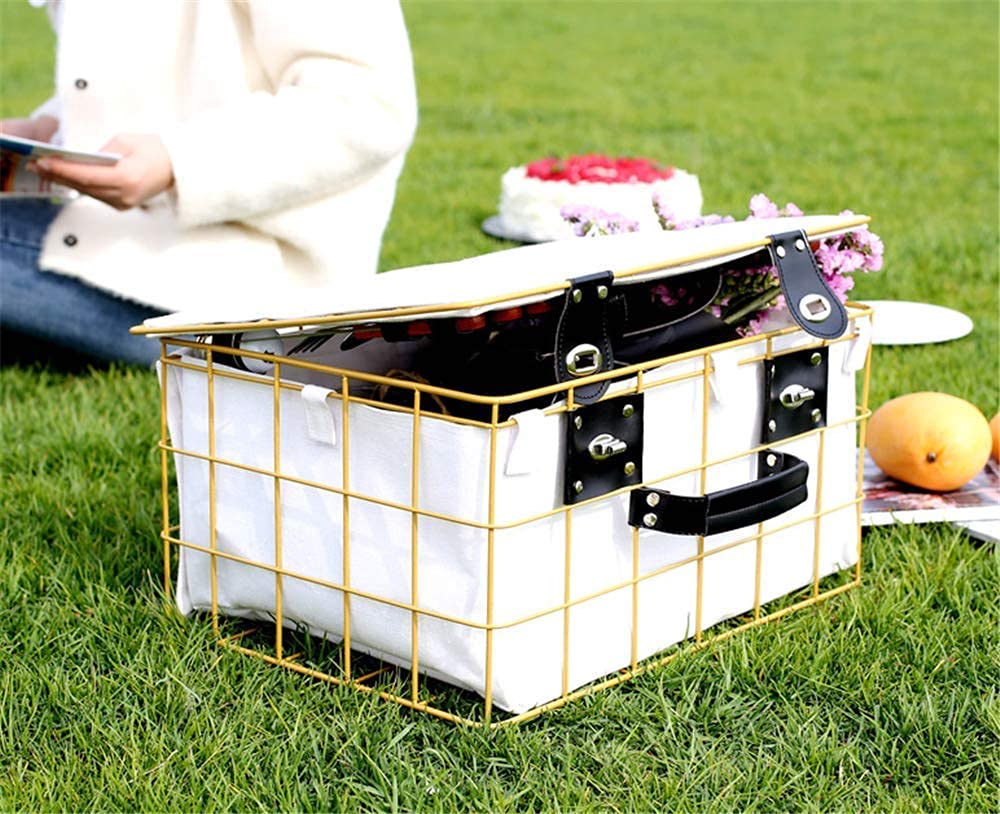 Premium Insulated Picnic Basket with Cover - Foldable Outdoor Picnic Set for Camping, Beach, Hiking & Family Gatherings