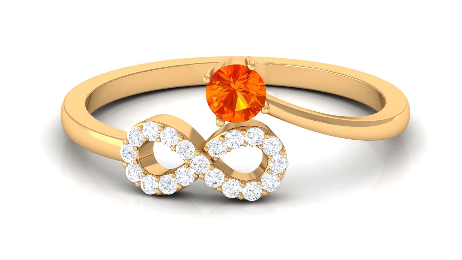 0.50 CT Natural Orange Sapphire & Diamond Ring for Women - 14K Solid Gold Promise Ring, Infinity Band, Birthstone Jewelry - Perfect for Anniversaries, Engagements & Special Occasions