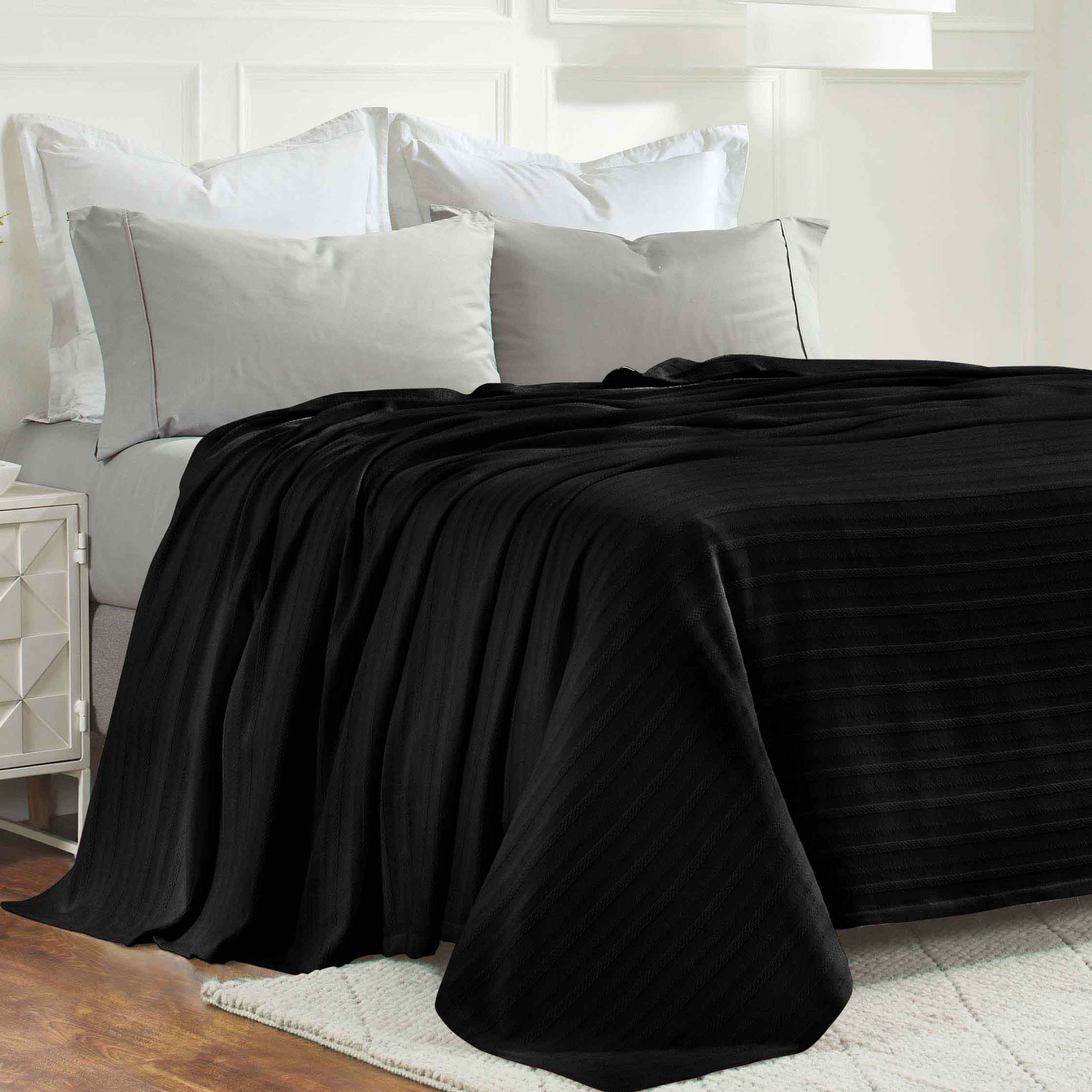 Soft Clara Cotton Textured Striped Lightweight Woven Blanket - Perfect for Sofa, Bed & Outdoor Picnics