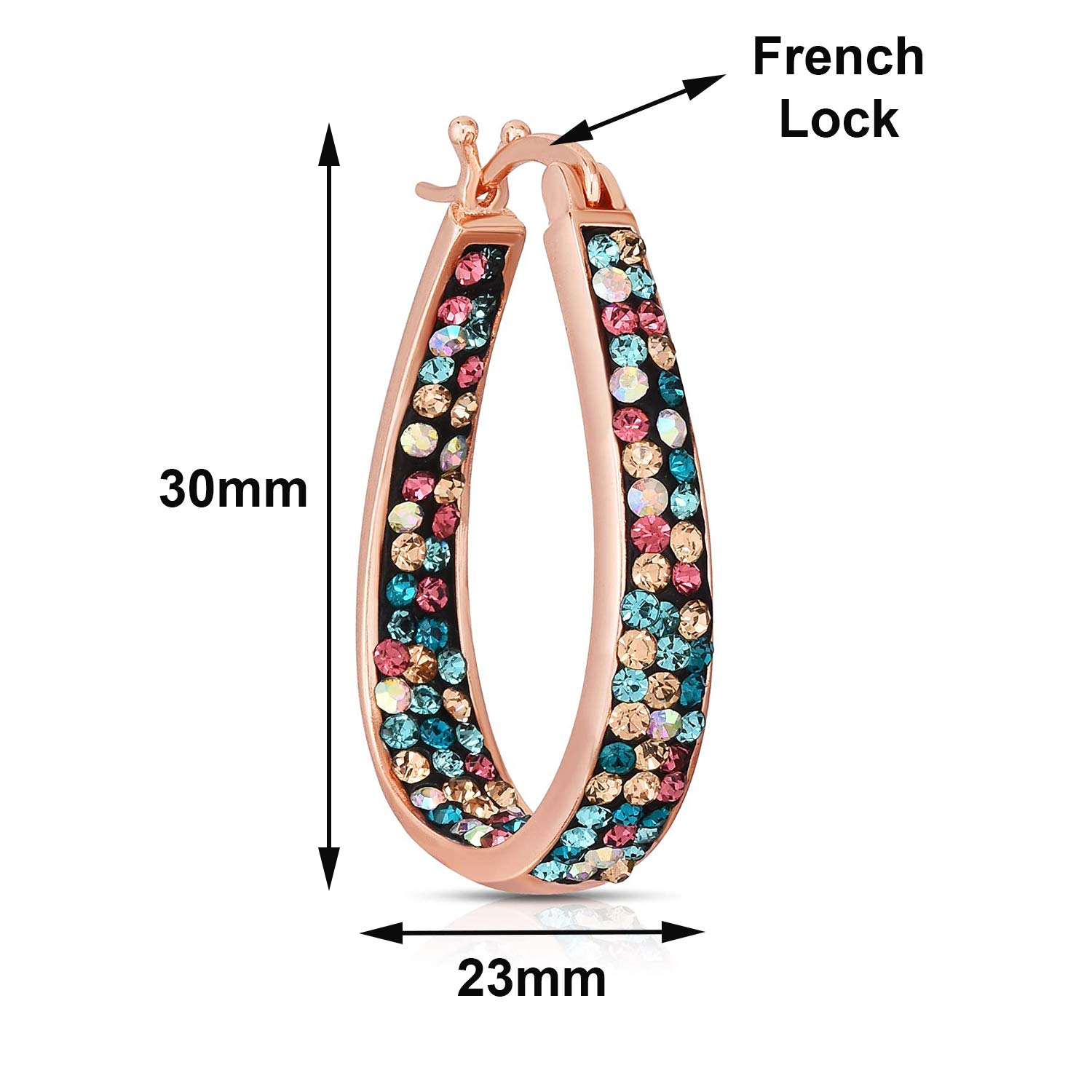 Savlano Inside Out Oval Crystal Hoop Earrings for Women - Hypoallergenic Fashion Jewelry Gift Set with Elegant Gift Box | Perfect for Parties, Weddings & Everyday Wear
