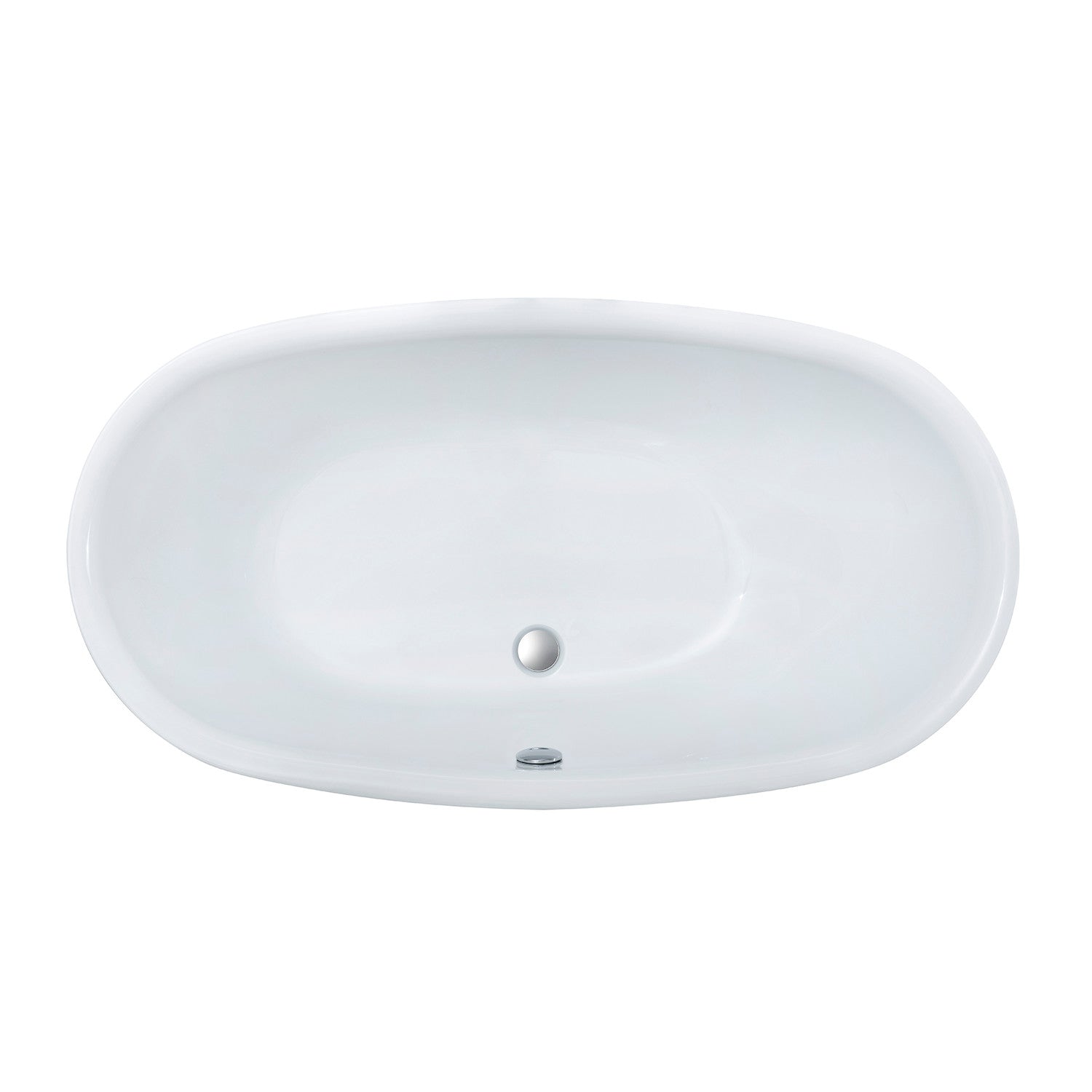 Aqua Eden 55 Inch Acrylic Oval Freestanding Bathtub - Glossy White Double Ended Soaking Tub with Drain - Perfect for Luxury Bathroom & Spa Relaxation