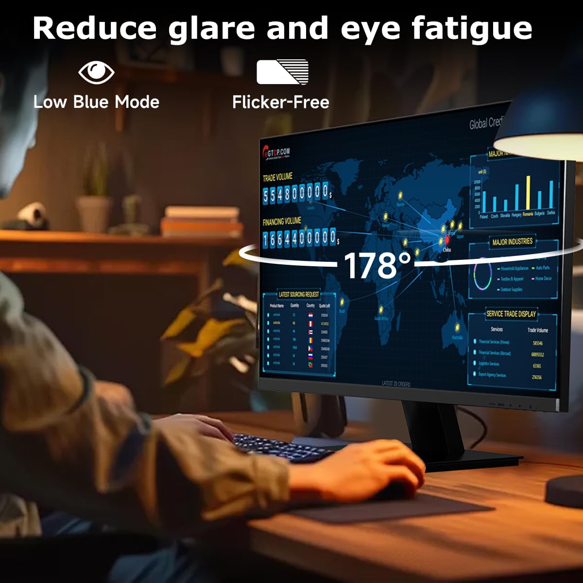 24 Inch FHD 1080P Ultra Wide 100Hz Frameless Computer Monitor - 99% sRGB, Low Blue Light Eye Care, HDMI/VGA Ports with Built-in Speakers - VESA Mount & Tilt Adjustable - Perfect for Office Work, Gaming & Home Entertainment (Black)