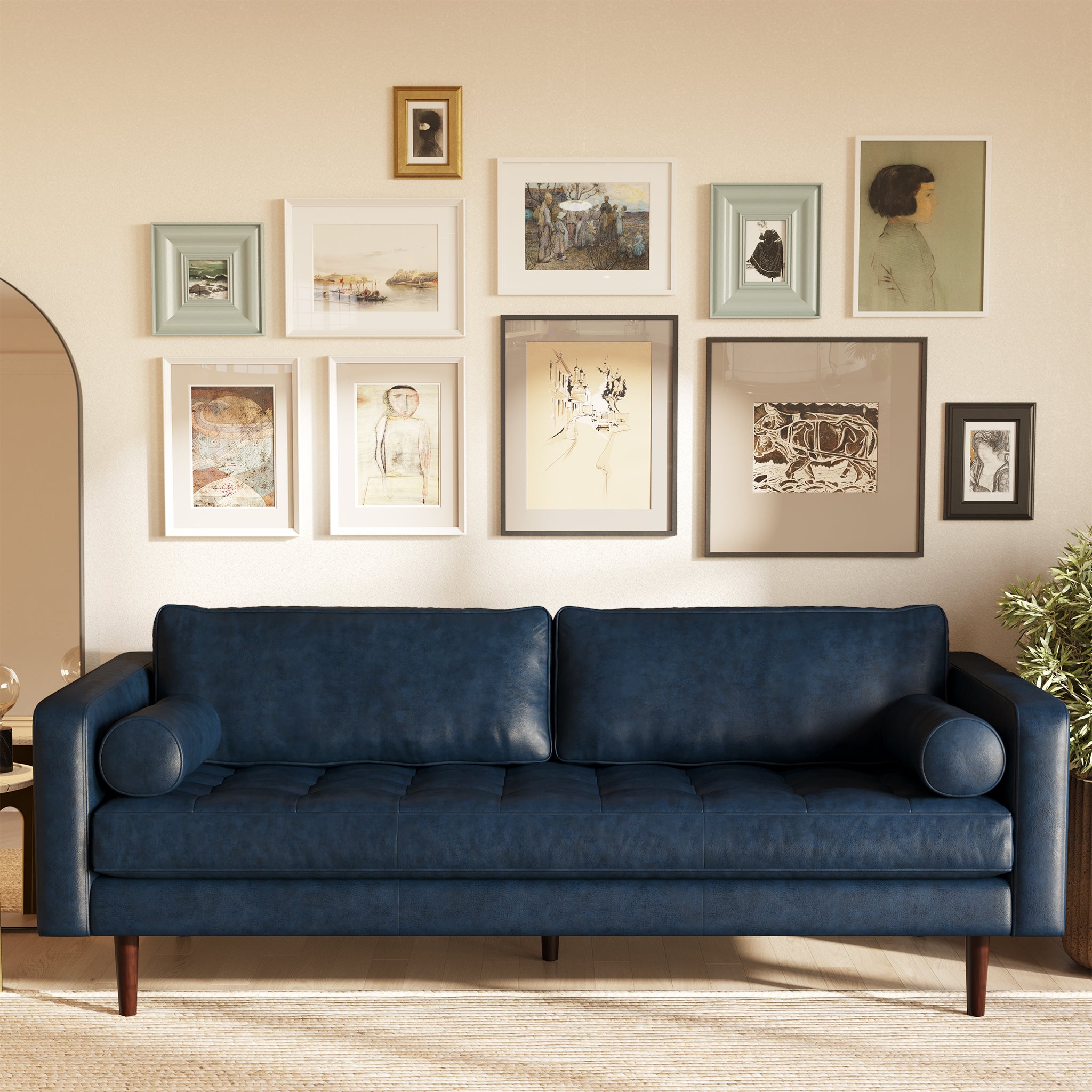 Premium Napa Leather Sofa - Modern Luxury Living Room Furniture for Home & Office - Perfect for Relaxing, Entertaining & Stylish Decor