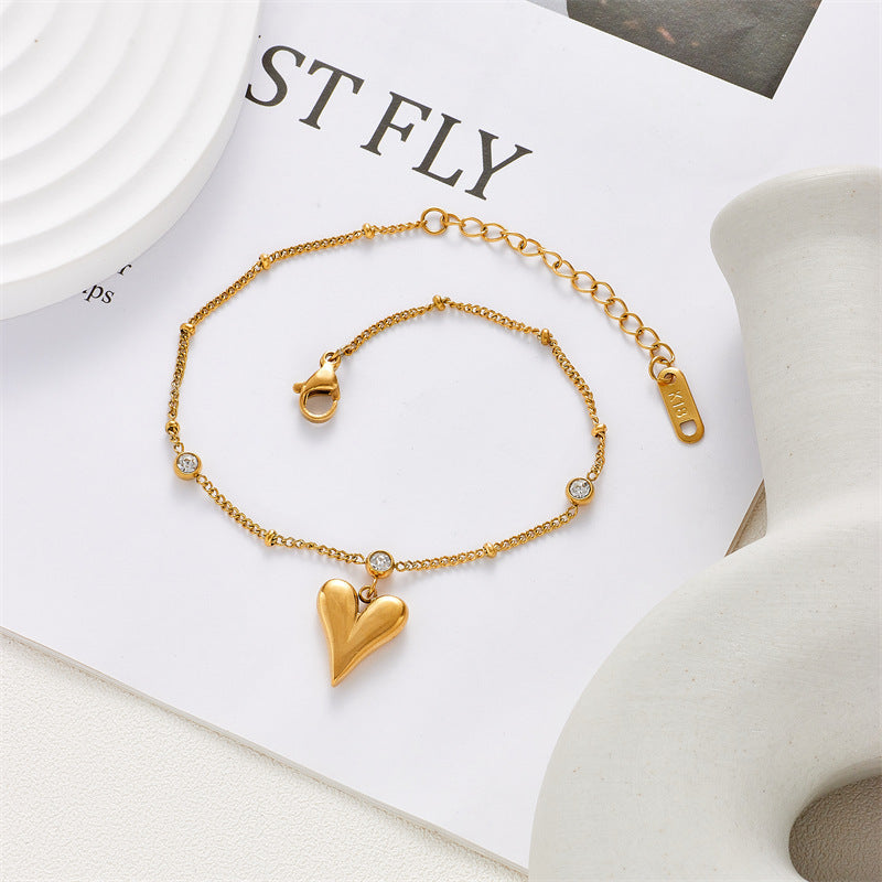 Dainty Gold Heart Anklet Chain Beaded Anklet for Women - Elegant Adjustable Ankle Bracelet for Summer Beach, Wedding & Boho Style | A280