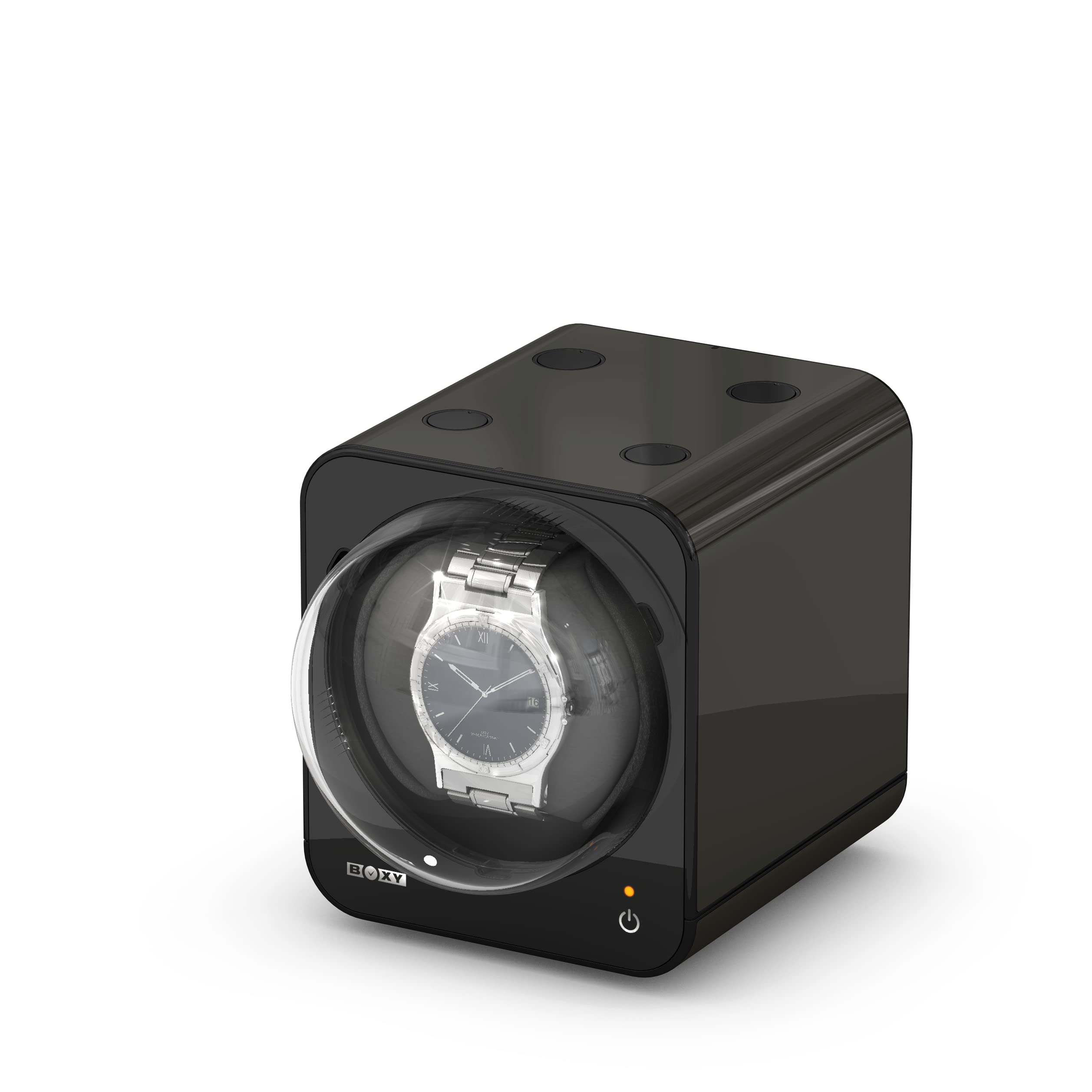 Automatic Watch Winder for Men - Boxy Fancy Brick Design, Iron Gray, No Adapter Needed | Perfect for Luxury Watch Storage & Display in Home/Office