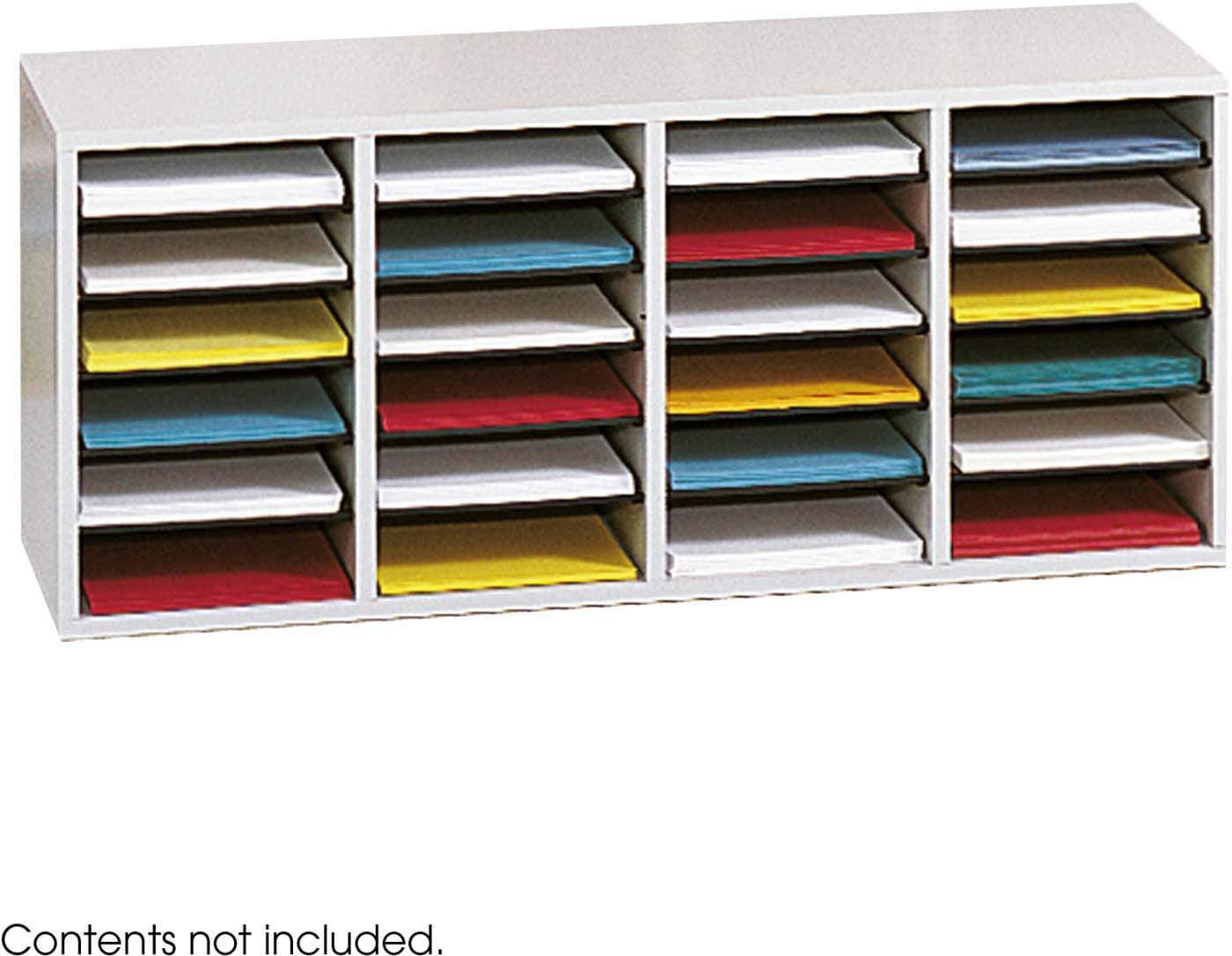 Wooden Adjustable Literature Organizer - 24 Compartment Desktop File Holder for Books, Magazines & Documents - Perfect for Office, Home & Classroom Organization (Model 9423)