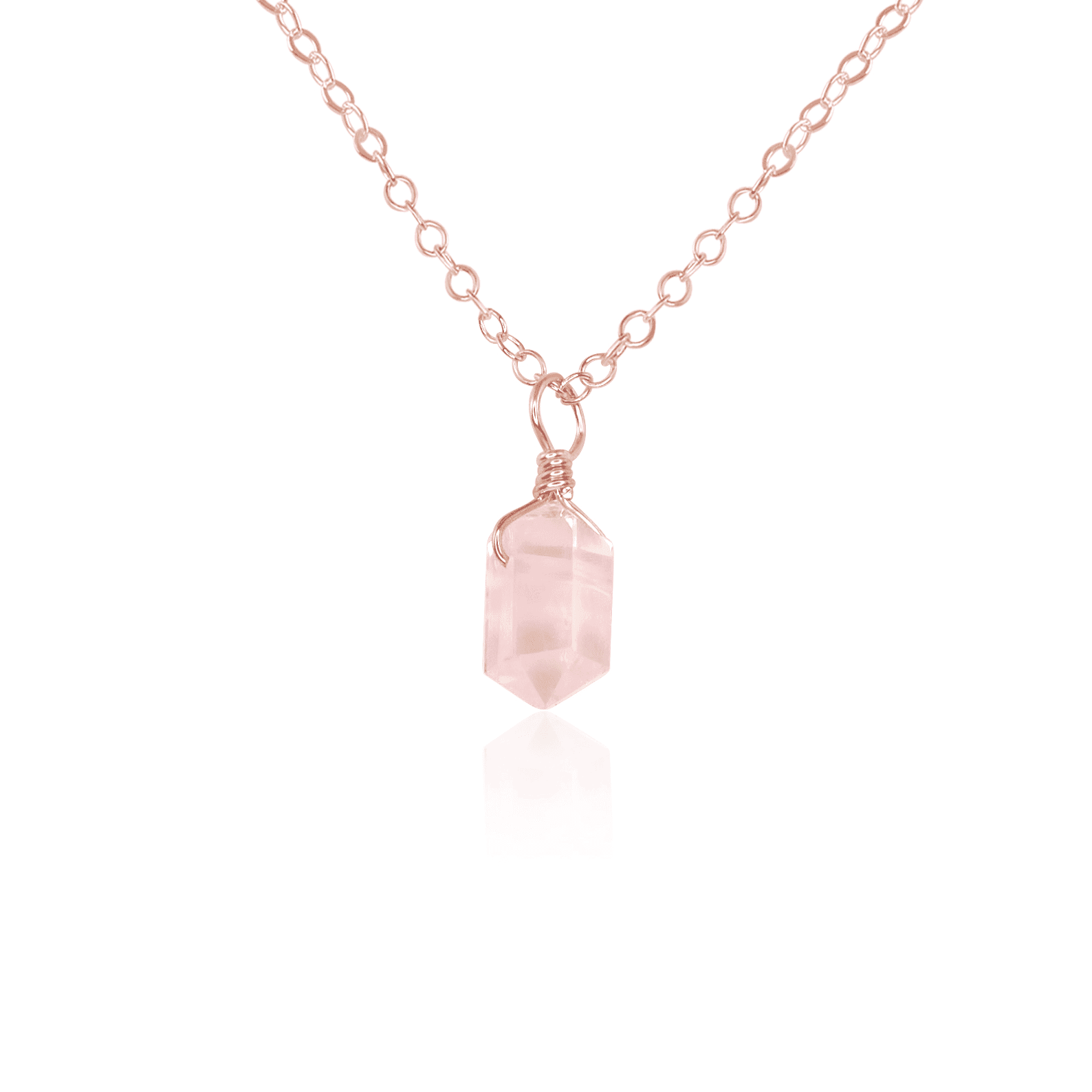 Rose Quartz Mini Double Terminated Crystal Point Pendant Necklace - Healing Crystal Jewelry for Women, Spiritual Gift & Chakra Balancing | Perfect for Meditation, Energy Work & Everyday Wear