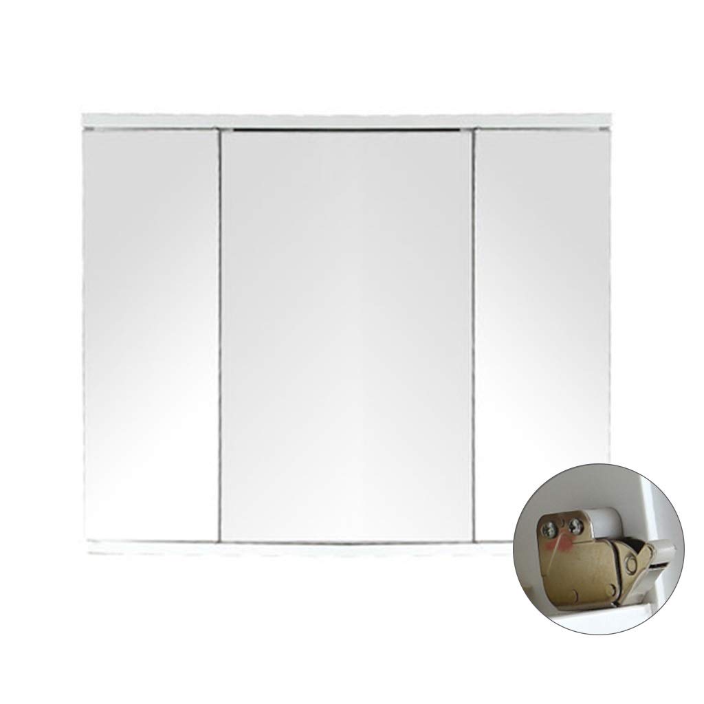 Premium Solid Wood Medicine Cabinet with Hidden Mirror - Wall Mounted Bathroom Storage with Shelf, Folding Mirror Design (White, 80x65cm) - Perfect for Small Bathrooms, Vanities & Space-Saving Solutions