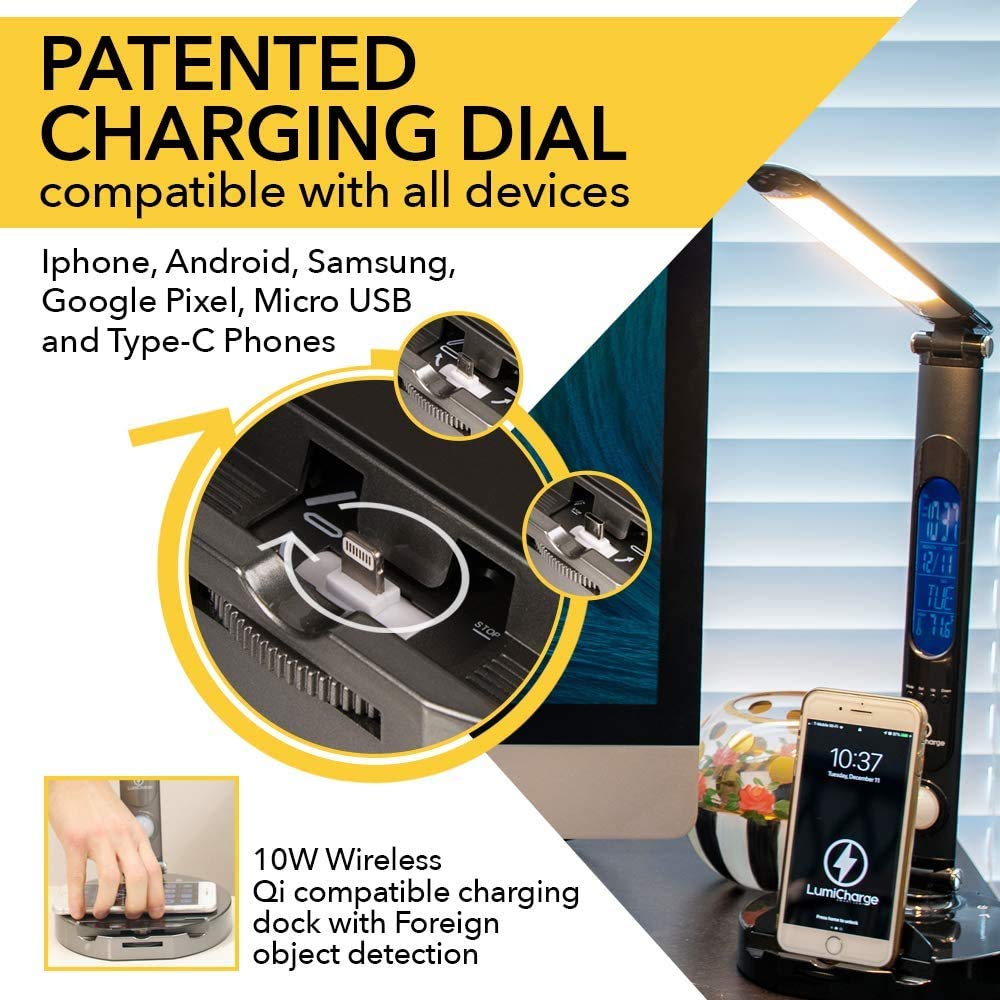 LumiCharge Universal Wireless Charging Dock Station for iPhone & Android - Fast Qi-Certified Charger with Adjustable Stand, USB-C Block | Charge Up to 3 Devices Simultaneously | Perfect for Home, Office & Travel